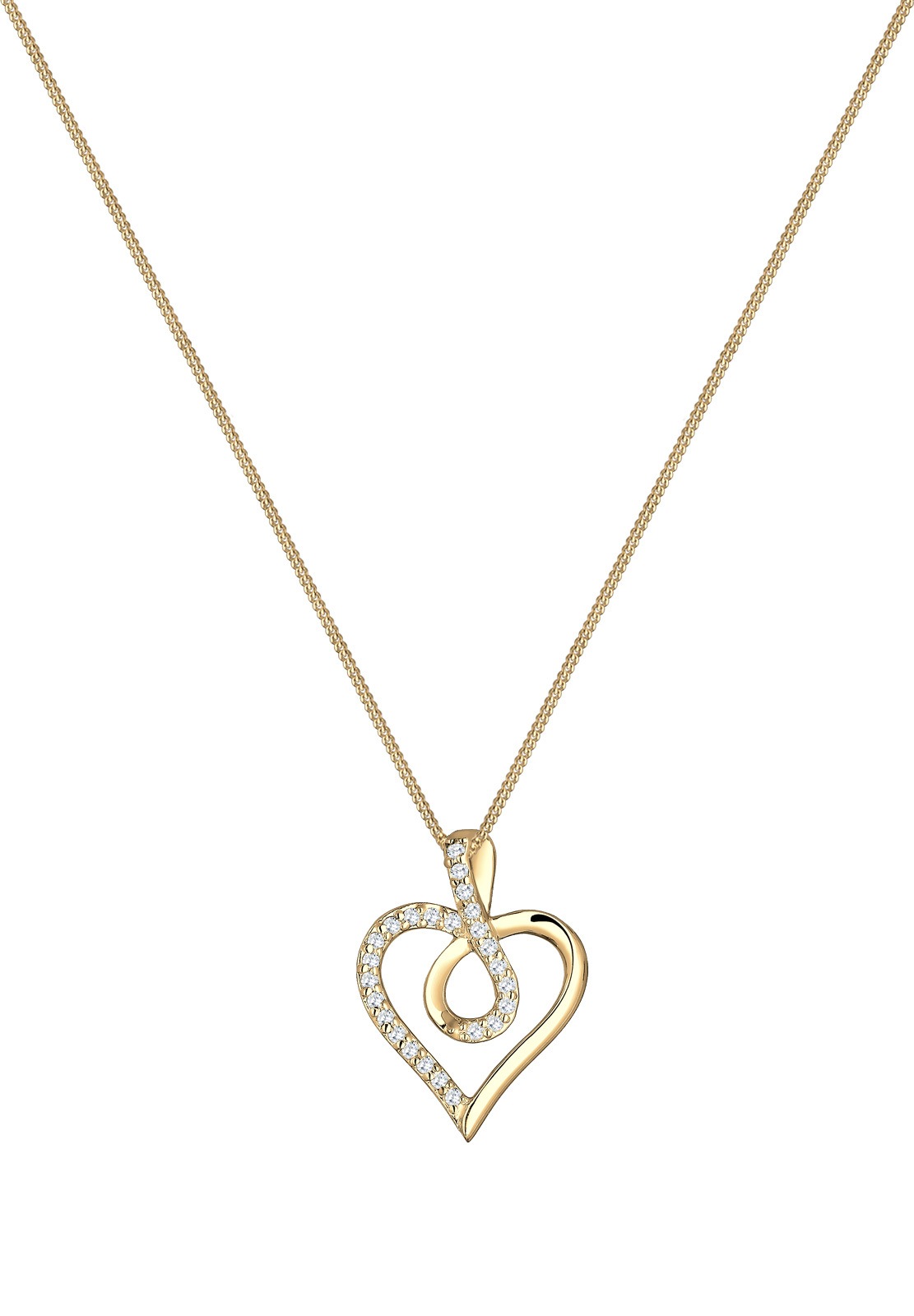 Elli Silberkette »Halskette Herz Zirkonia Weiß 925 Sterling Silber«