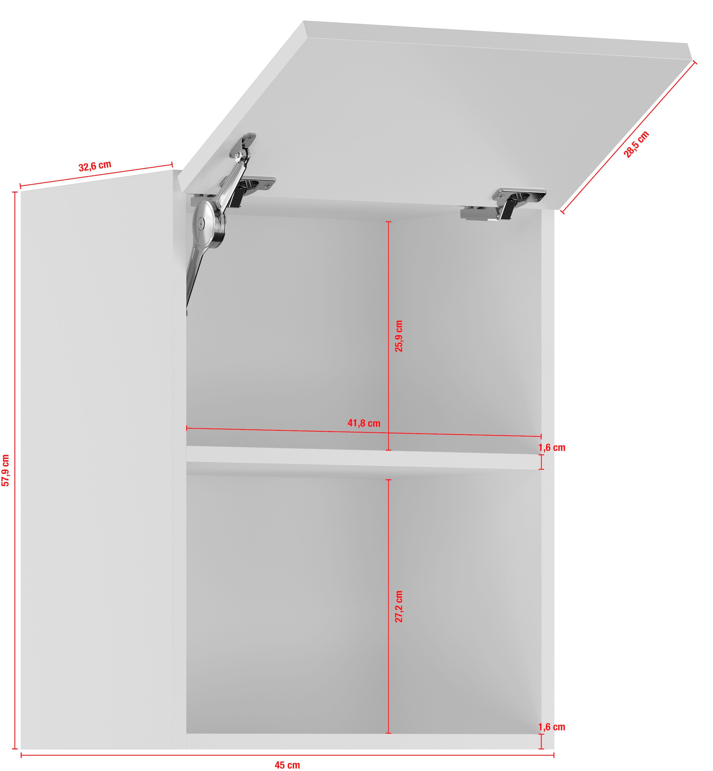 IMPULS KÜCHEN Klapphängeschrank »"Turin", Breite/Höhe: 45/57,9 cm«, vormontiert, mit Klapptür und offener Nische