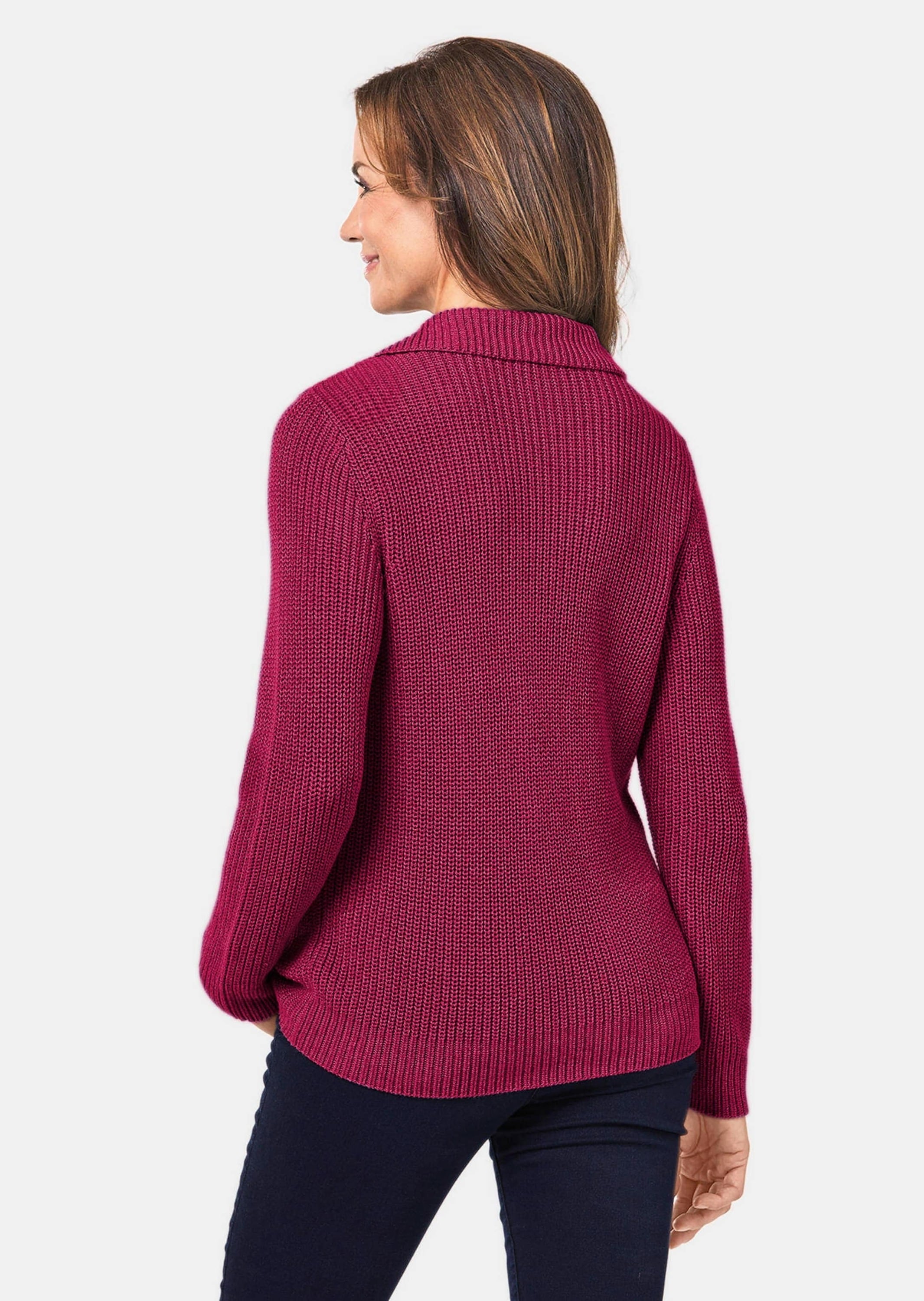 GOLDNER Strickpullover »Sportiver Troyer mit Baumwollanteil«