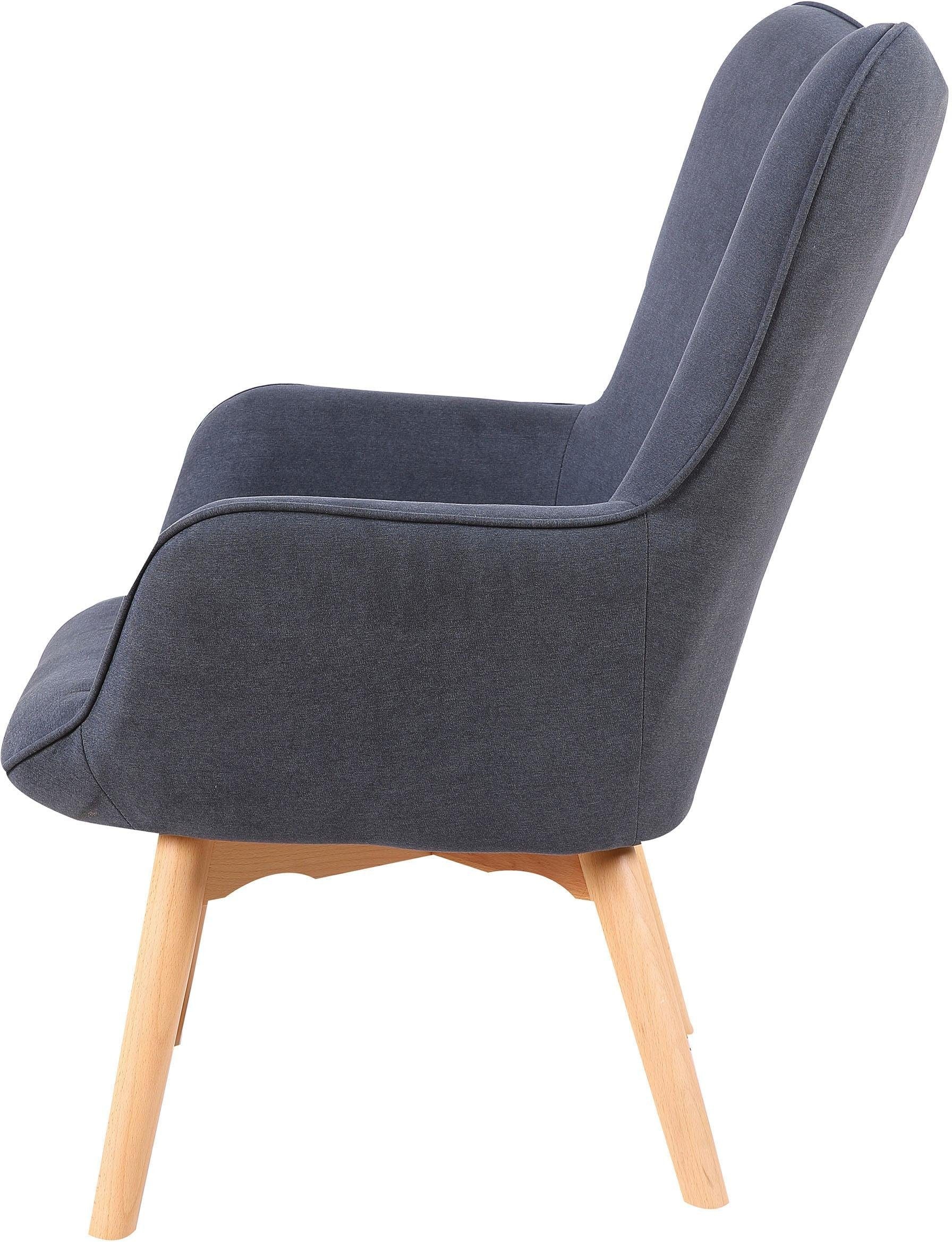 Homexperts Sessel »Aron«, (1 St.), Sessel mit Knopfsteppung, wahlweise mit Hocker