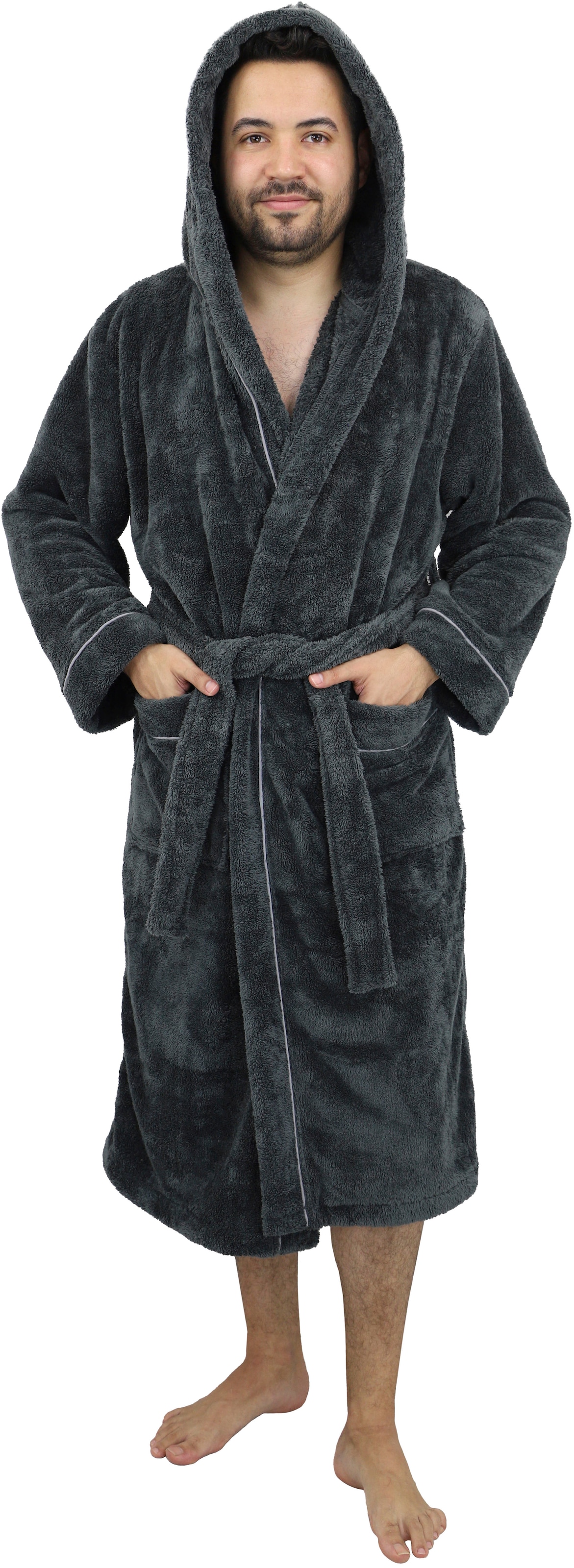 my home Unisex-Bademantel »Lillou, ideal für Sauna & Spa, Hotelbademantel, Morgenmantel«, (1 St.), kuschelig weicher Fleece, für Damen und Herren, XS-3XL