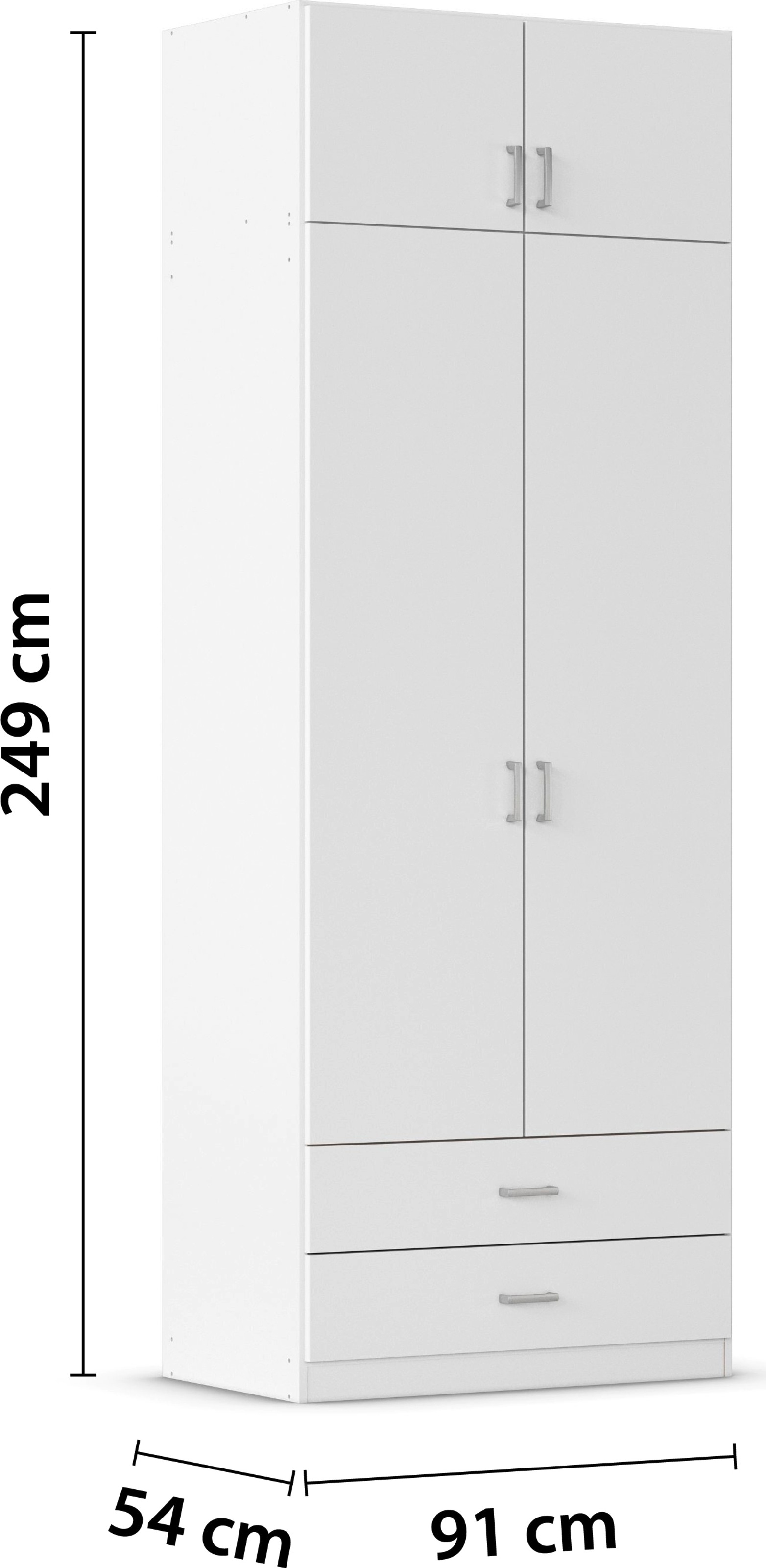 rauch Kleiderschrank »Schrank Garderobe Wäscheschrank GAMMA in 4 Breiten 91-226 cm« 3 verschiedene Ausstattungen BASIC/CLASSIC/PREMIUM (inkl. SOFT-CLOSE),  mit Schubladen und Schrankaufsatz, schlichtes Design MADE IN GERMANY