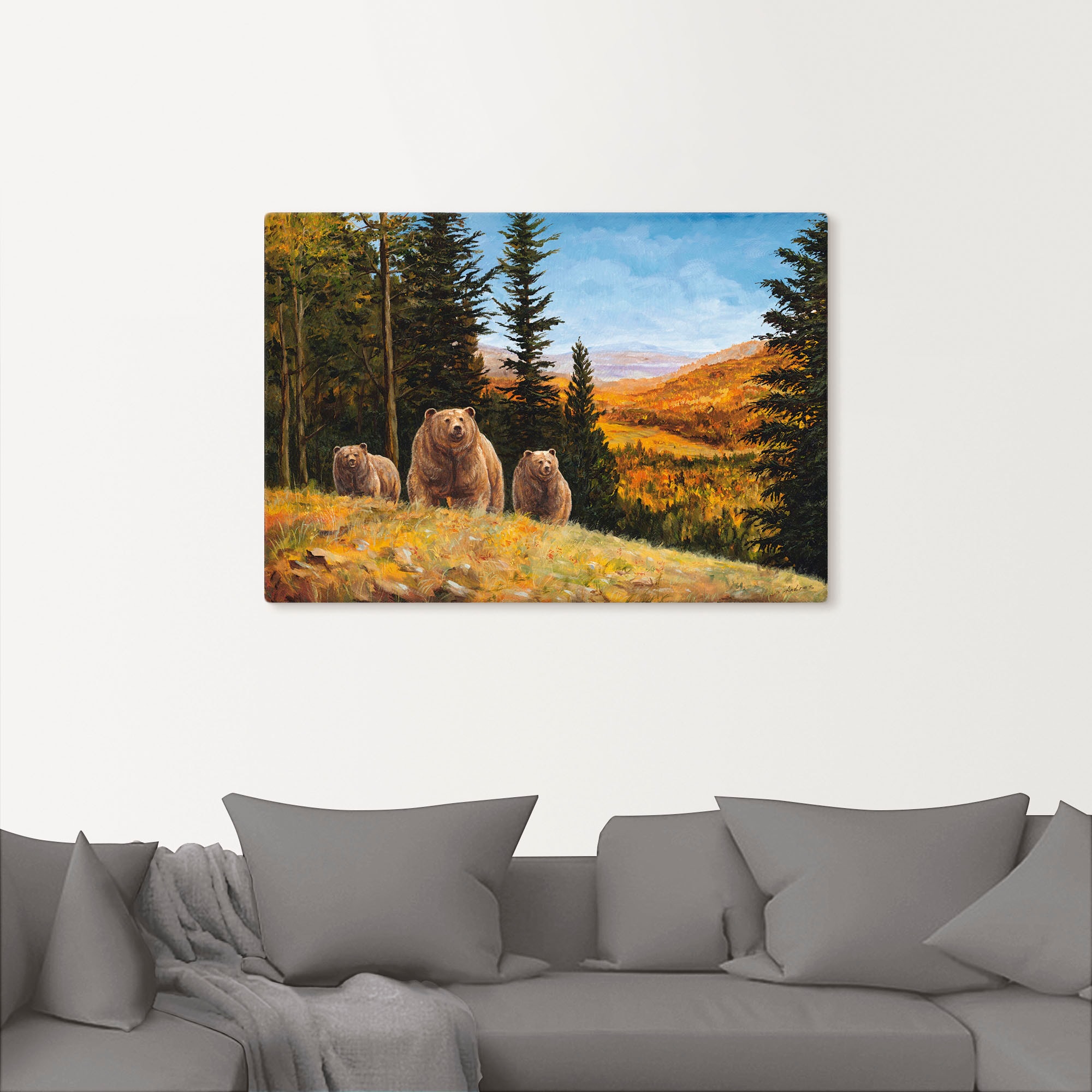 Artland Wandbild »Grizzly Bären«, Wildtiere, (1 St.), als Leinwandbild, Poster in verschied. Größen