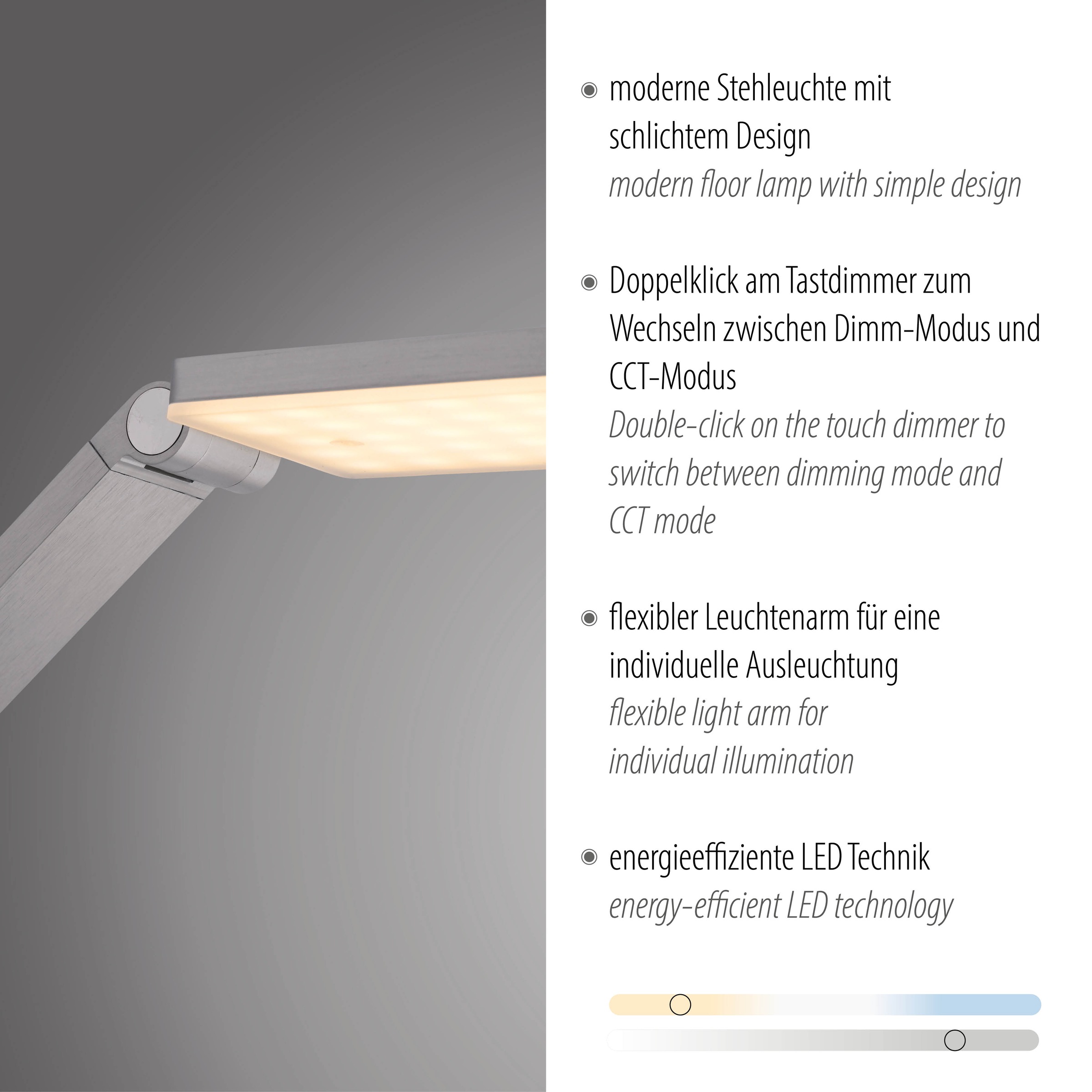 Paul Neuhaus LED Stehlampe »SAMSKY« LED-Board 1 Stk. warmweiß - kaltweiß Tastdimmer, CCT 2700-5000K, Memory, Höhenverstellbar