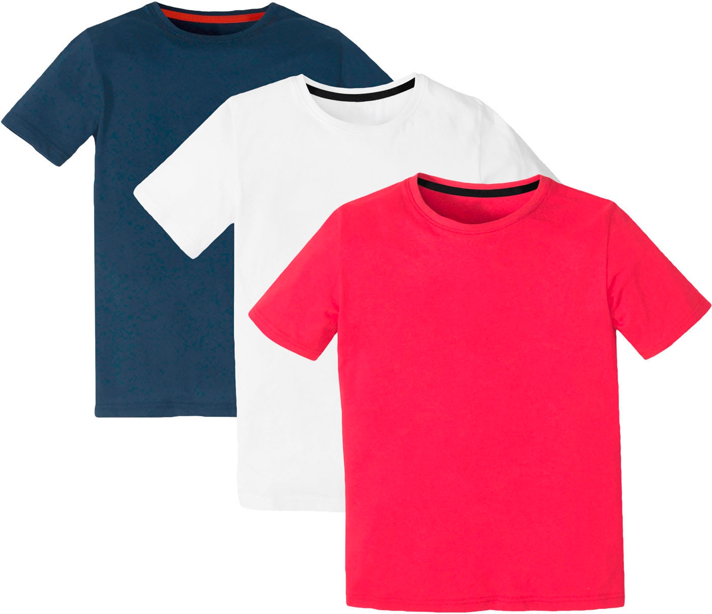 bonprix T-Shirt »T-Shirt mit Baumwolle (3er Pack)« Packung, 3 Stk. regular fit Passform, Kurzarm-Design, aus Baumwolle