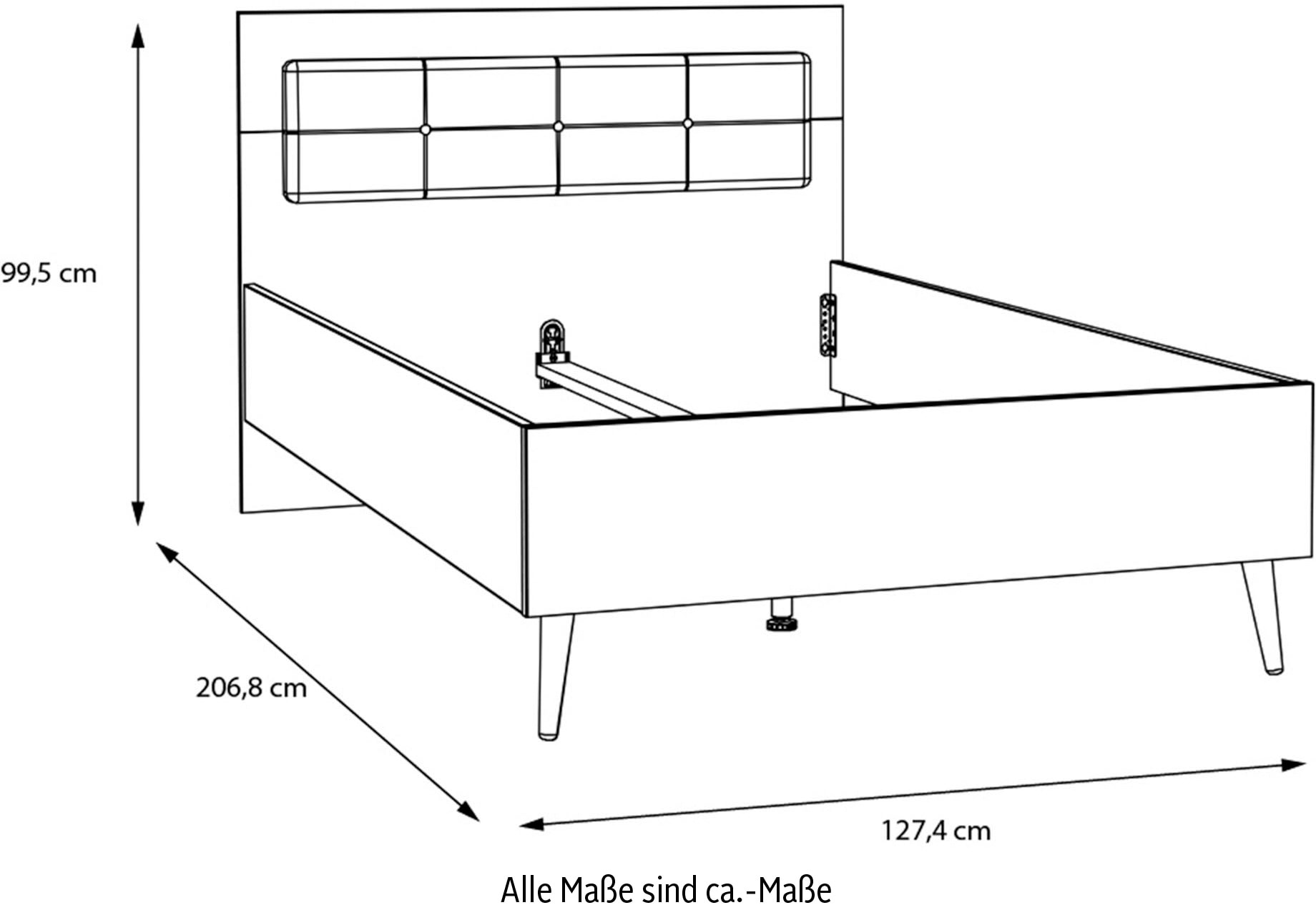FORTE Jugendbett »Kinderbett, Belastbar bis 250KG,«, (Liegeflächen 140x200cm oder 120x200cm), mit gepolstertem Kopfteil