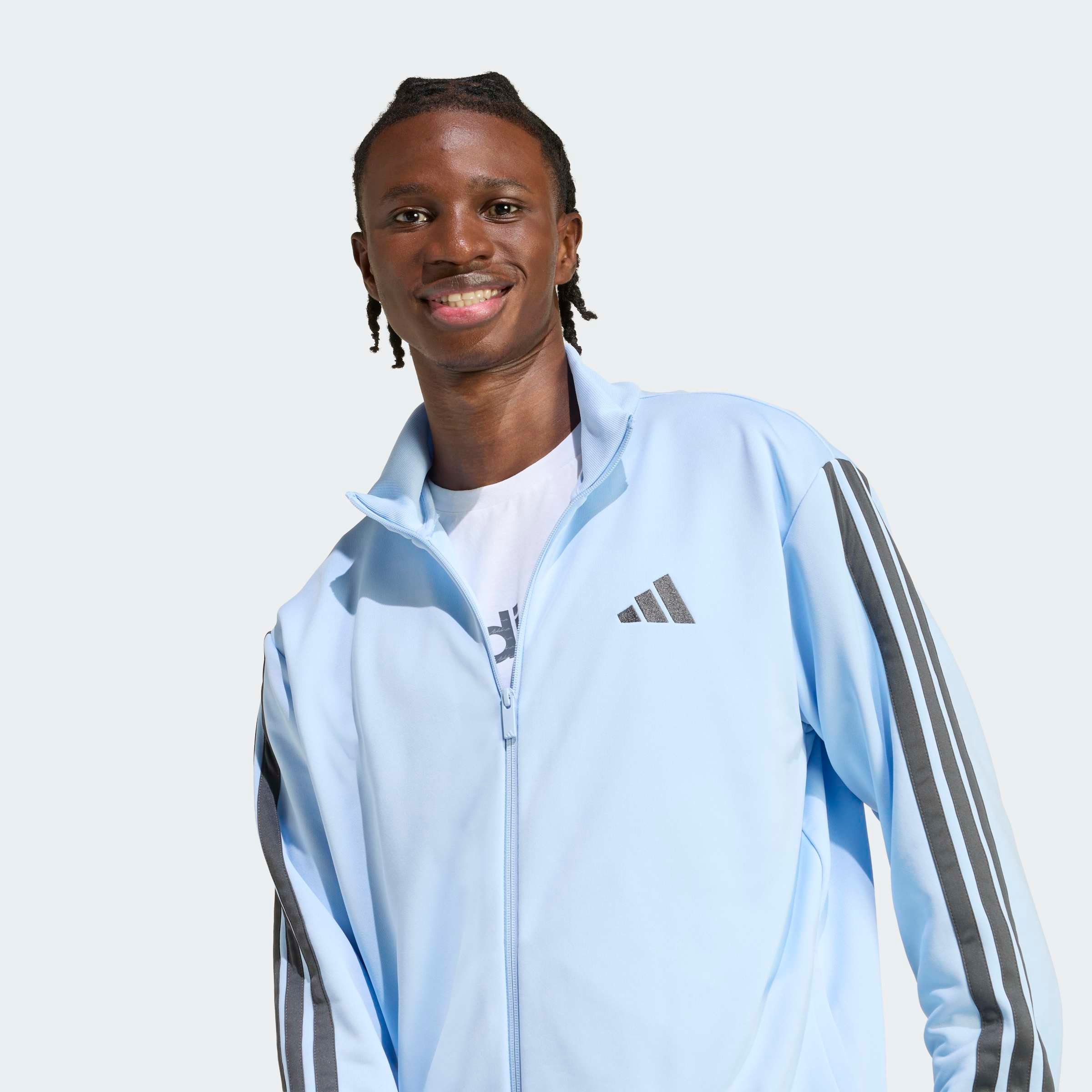 adidas Sportswear Trainingsanzug »3-STREIFEN FRENCH TERRY« 2 tlg. zweiteiliges Set, aus French-Terry-Material, mit Rippdetails