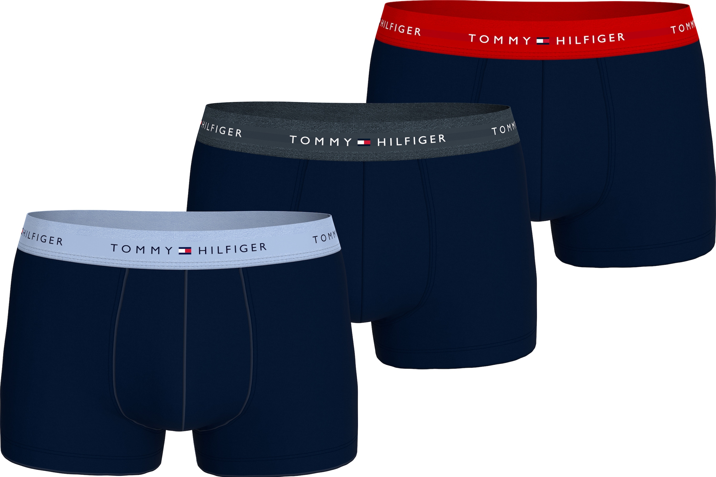 Tommy Hilfiger Underwear Boxer »TRUNK 3 PACK«, (3 St.), mit kontrastfarbenem Logobund