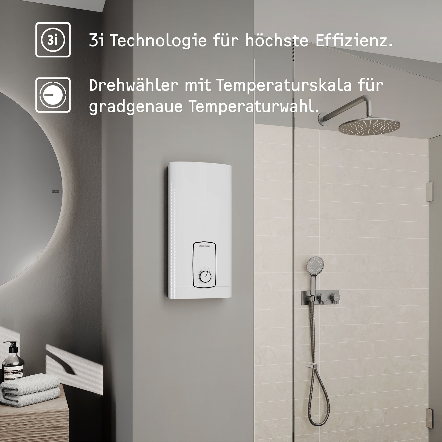 STIEBEL ELTRON Kompakt-Durchlauferhitzer »DHB 18 ST Trend 25A«, 3i Technologie für konstante Warmwassertemperatur