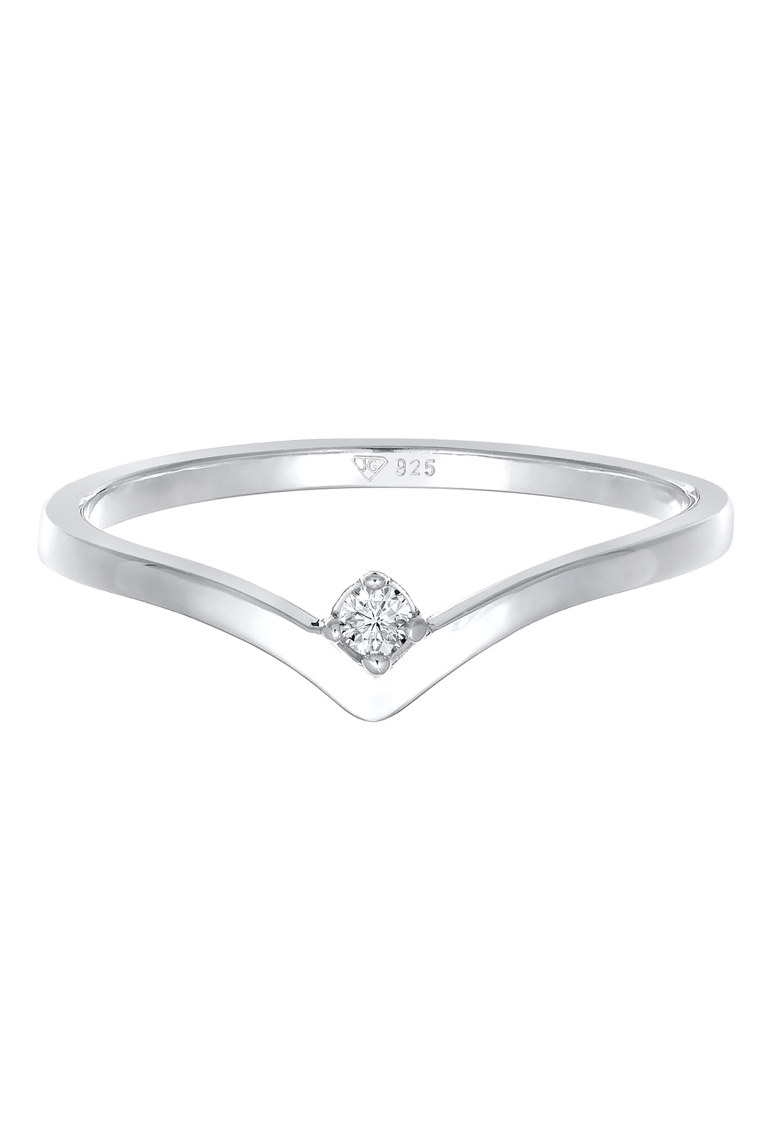 Elli DIAMONDS Diamantring »Ring Lab Grow Diamant (0.035) V-Form Stapelring 925 Silber«