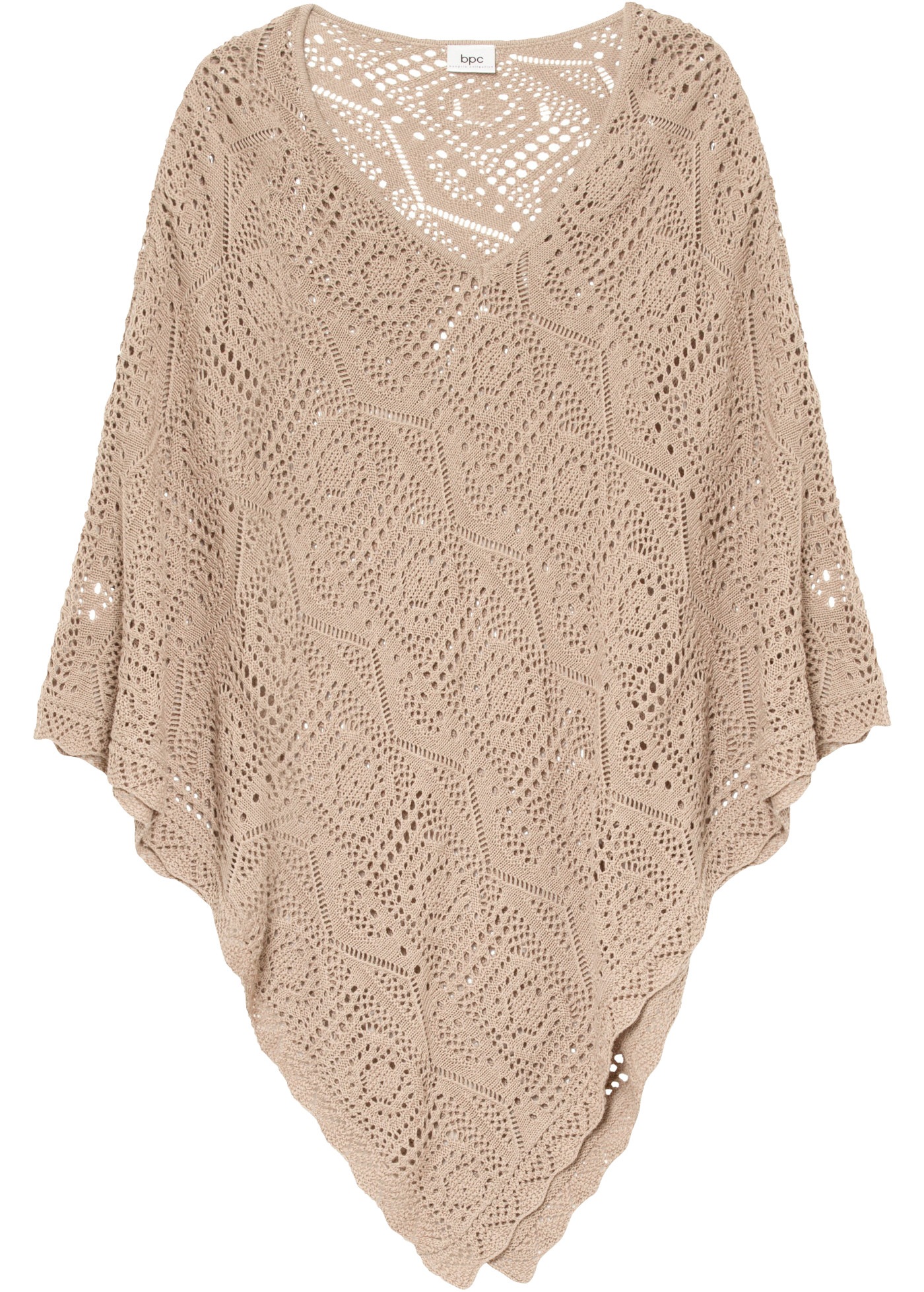 bonprix Strickponcho figurumspielende Passform, aus Baumwolle und Polyacryl