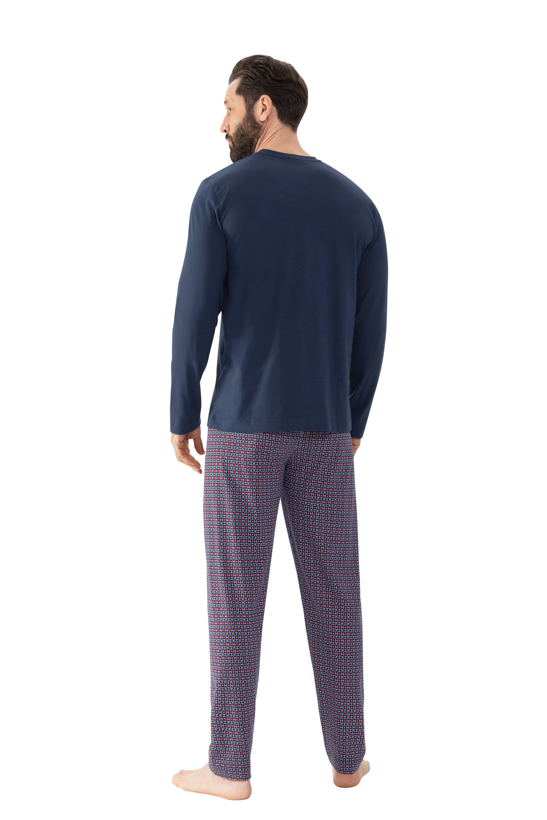 Mey Schlafanzug »RED TILE«, Langarm-Shirt mit Brusttasche