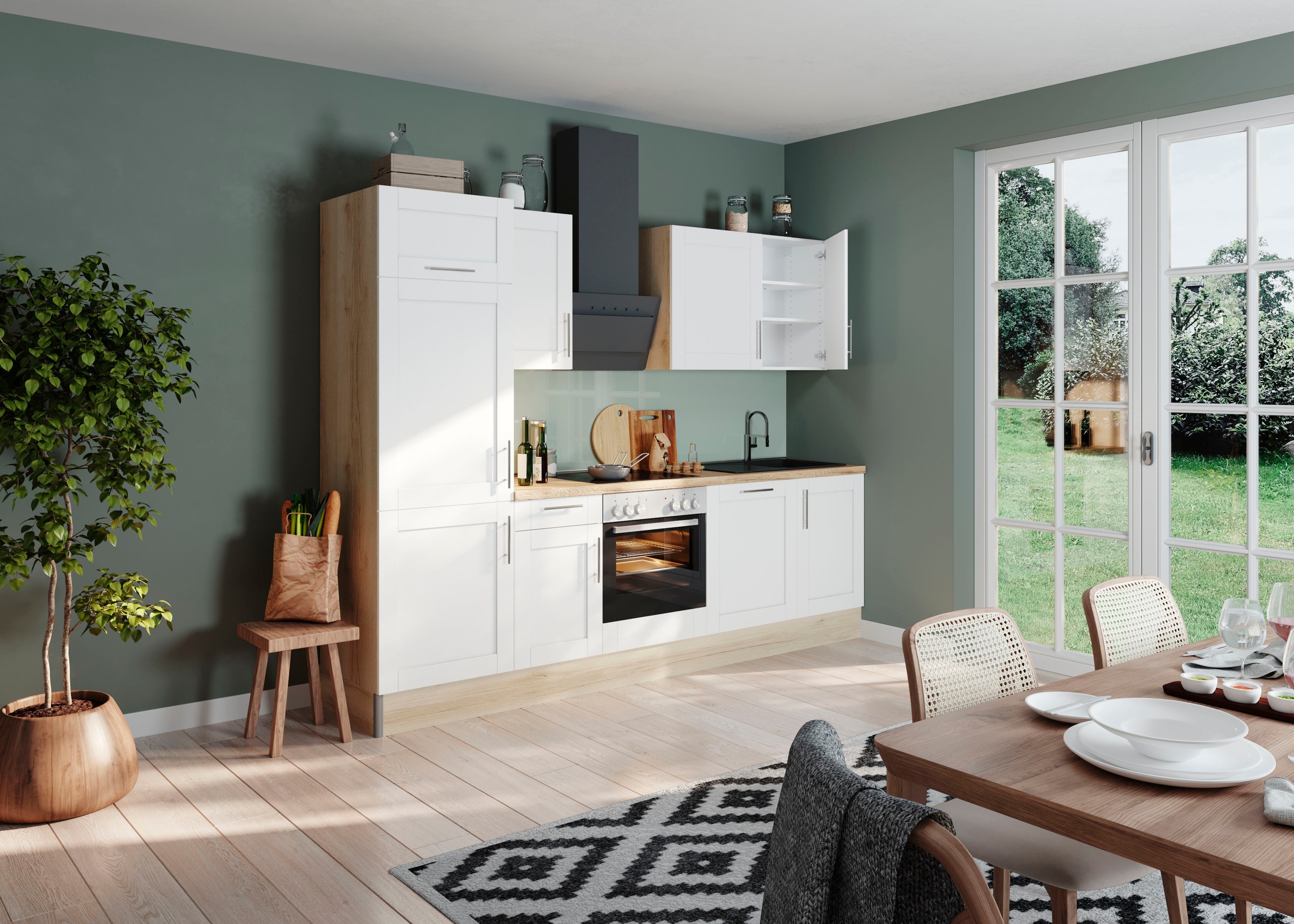 KOCHSTATION Küche »KS-Ahus«, 280 cm breit,wahlweise mit E-Geräten,MDF Fronten, Soft Close Funktion