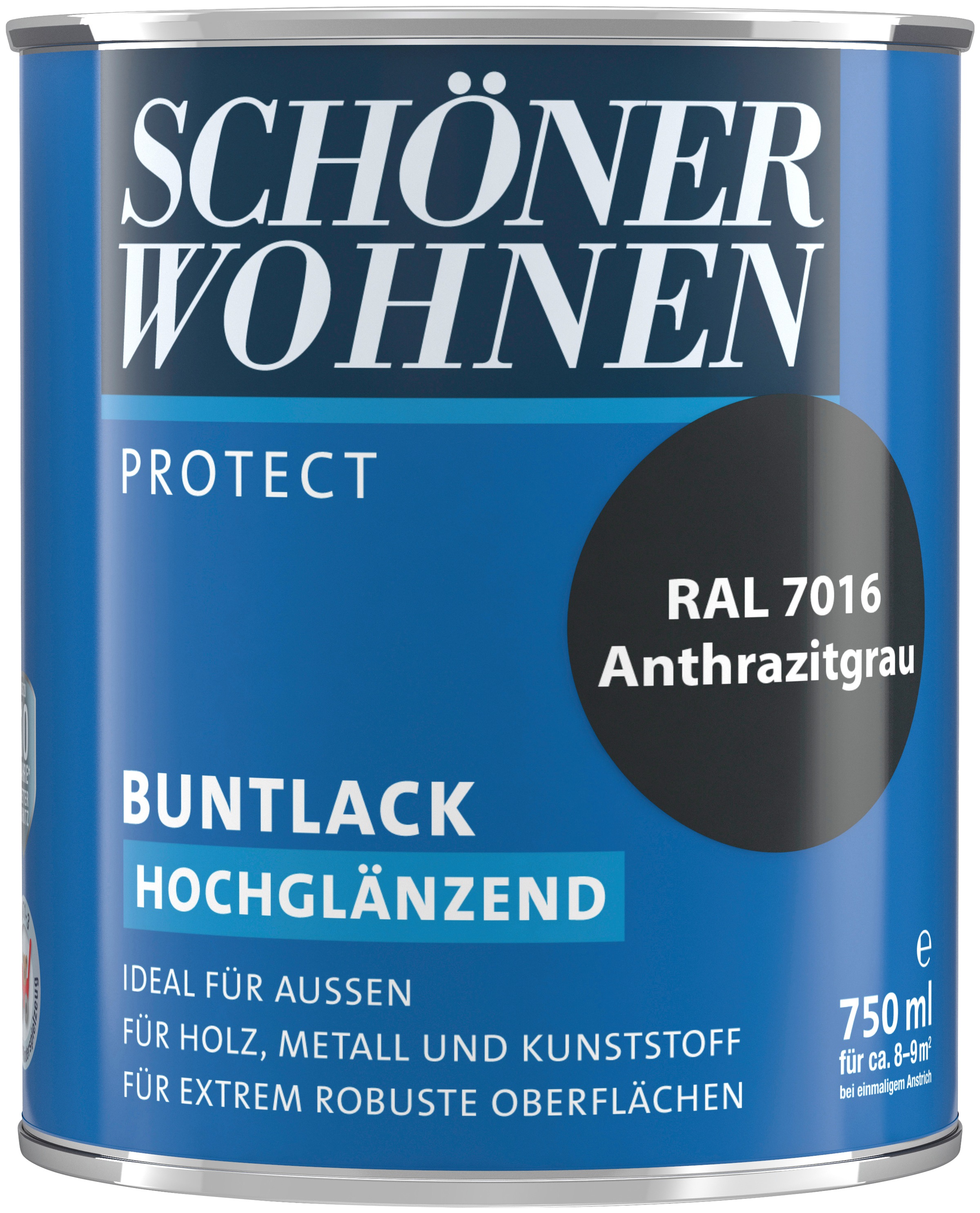 SCHÖNER WOHNEN FARBE Lack »Protect Buntlack«, 750 ml, anthrazitgrau RAL 7016,...