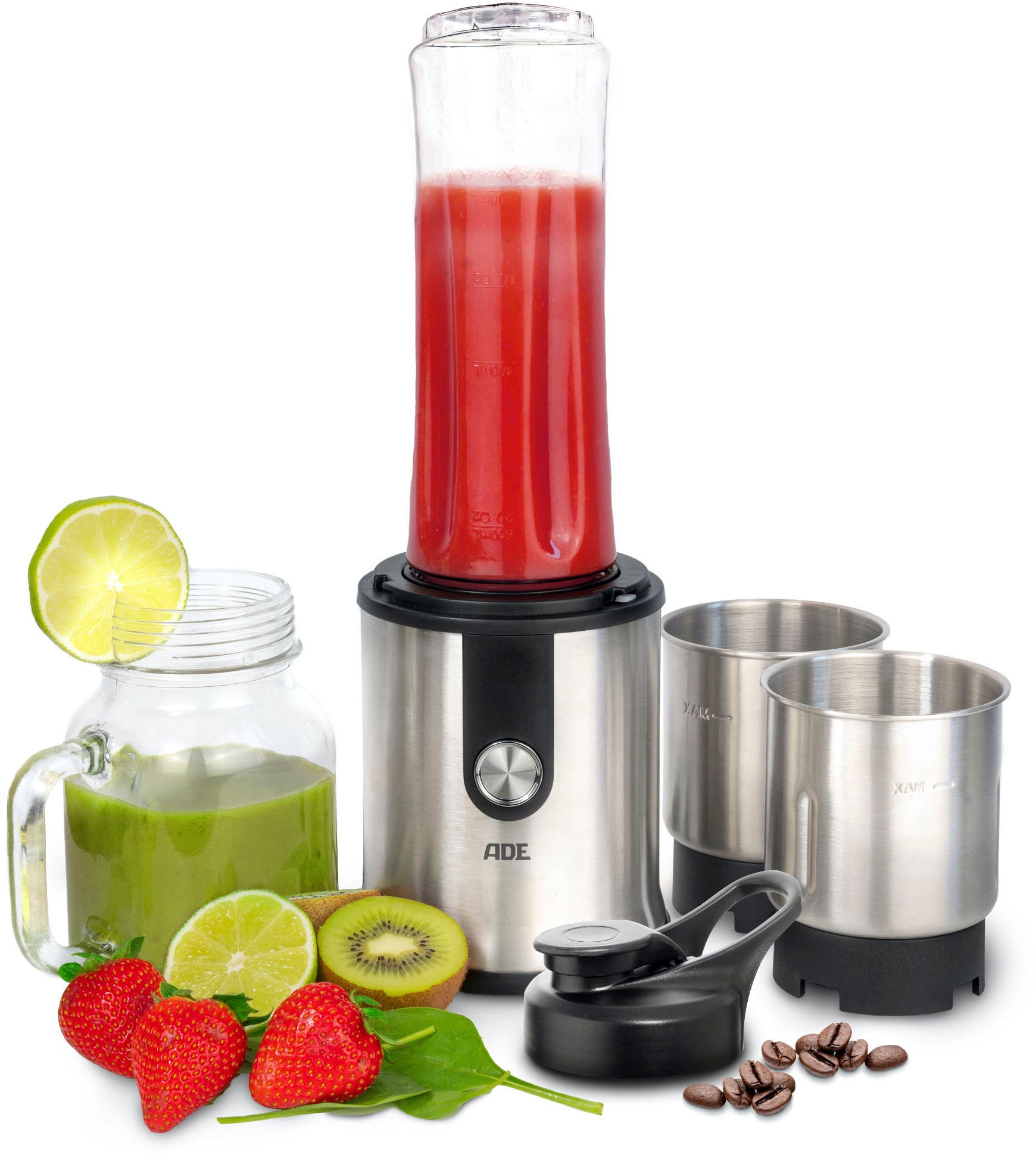 ADE Smoothie-Maker »KA1823«, 300 W, inkl. Trinkflasche, Glasbecher und 2 Gewürzmühlen/Kaffeemühle