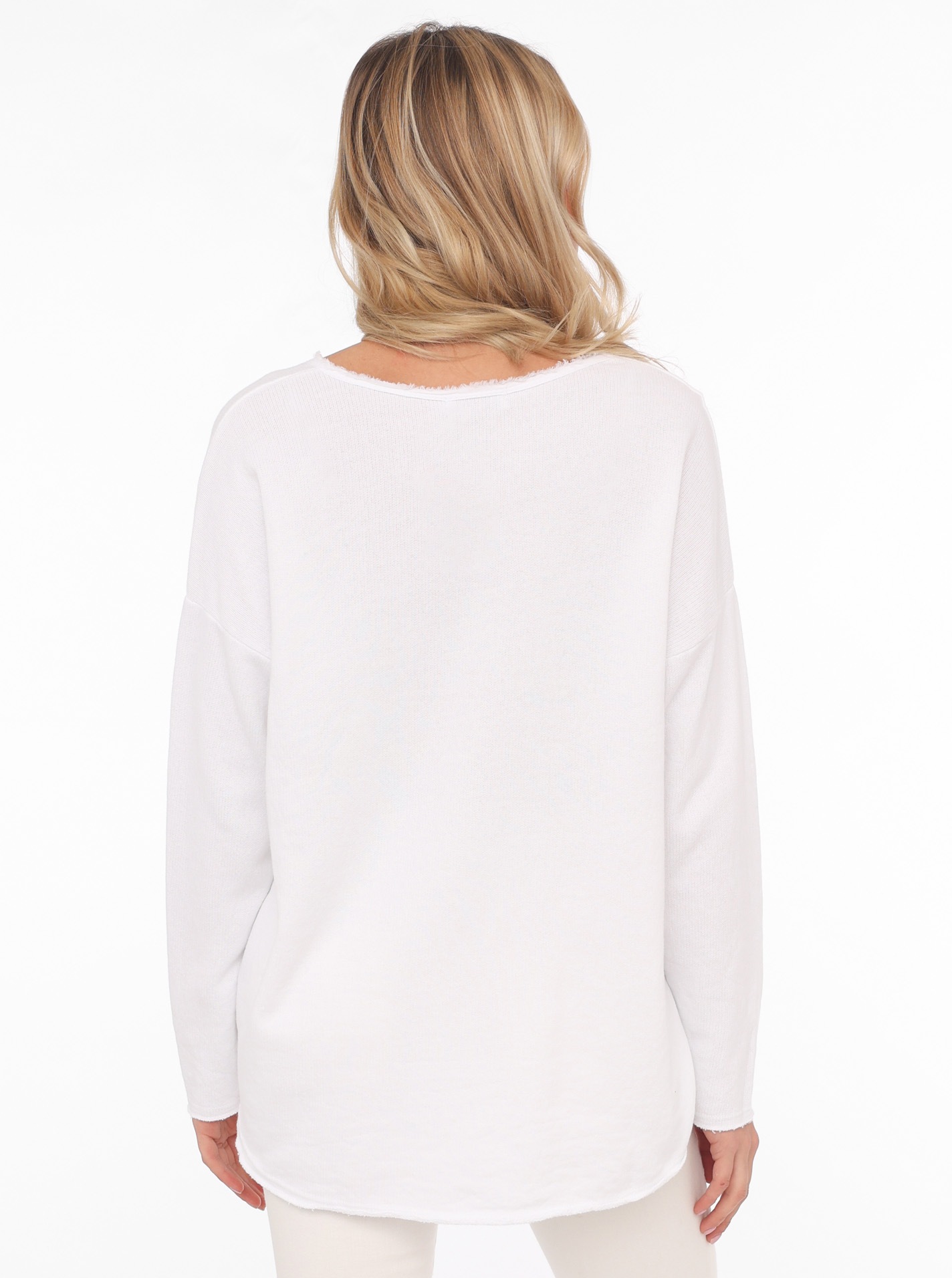 Zwillingsherz Sweatshirt »"Positive Mind"«, Mit V-Ausschnitt im Used Look und Stempeldruck