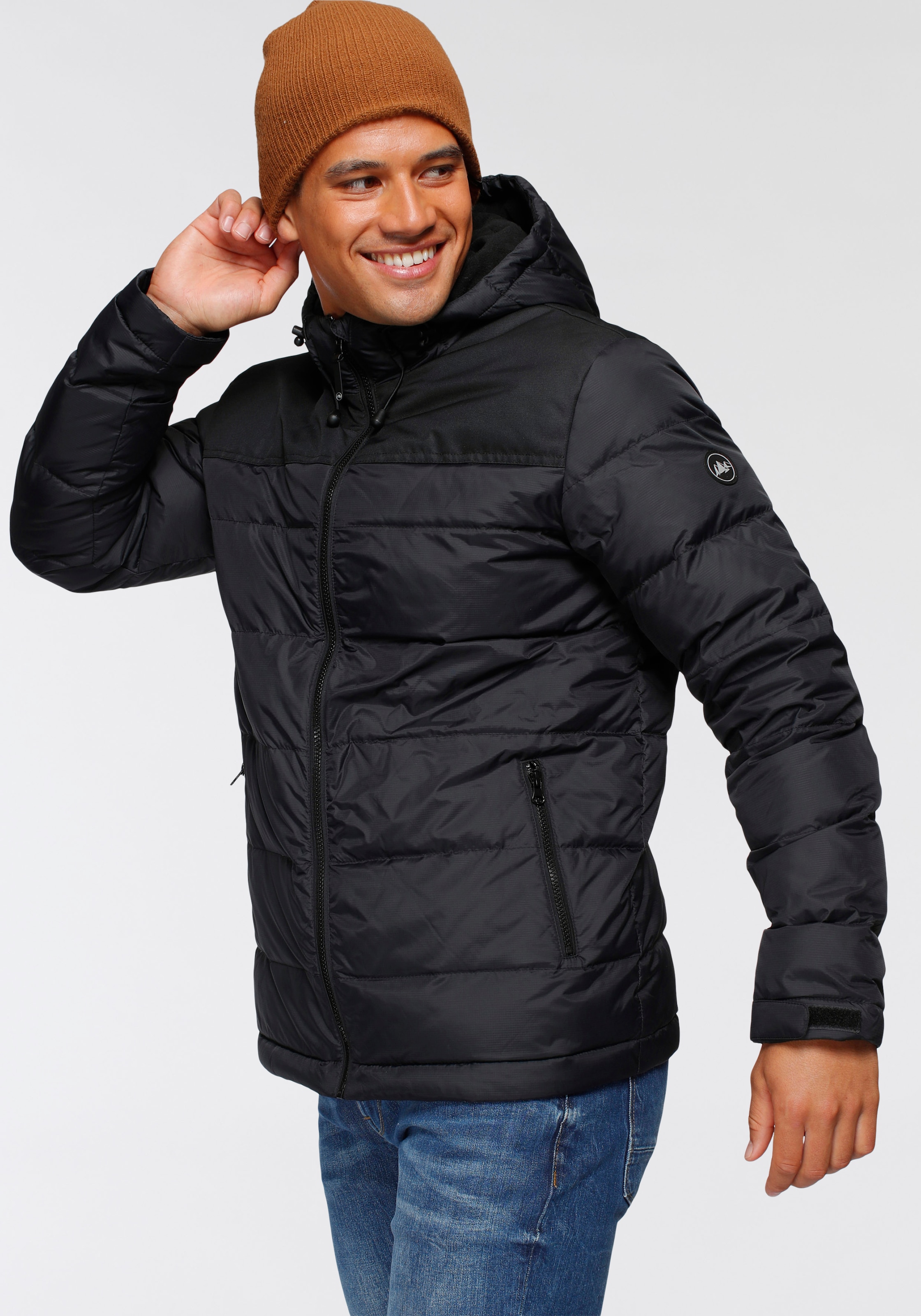Polarino Daunenjacke, mit Kapuze, für den Winter, aus leichtem Webmaterial