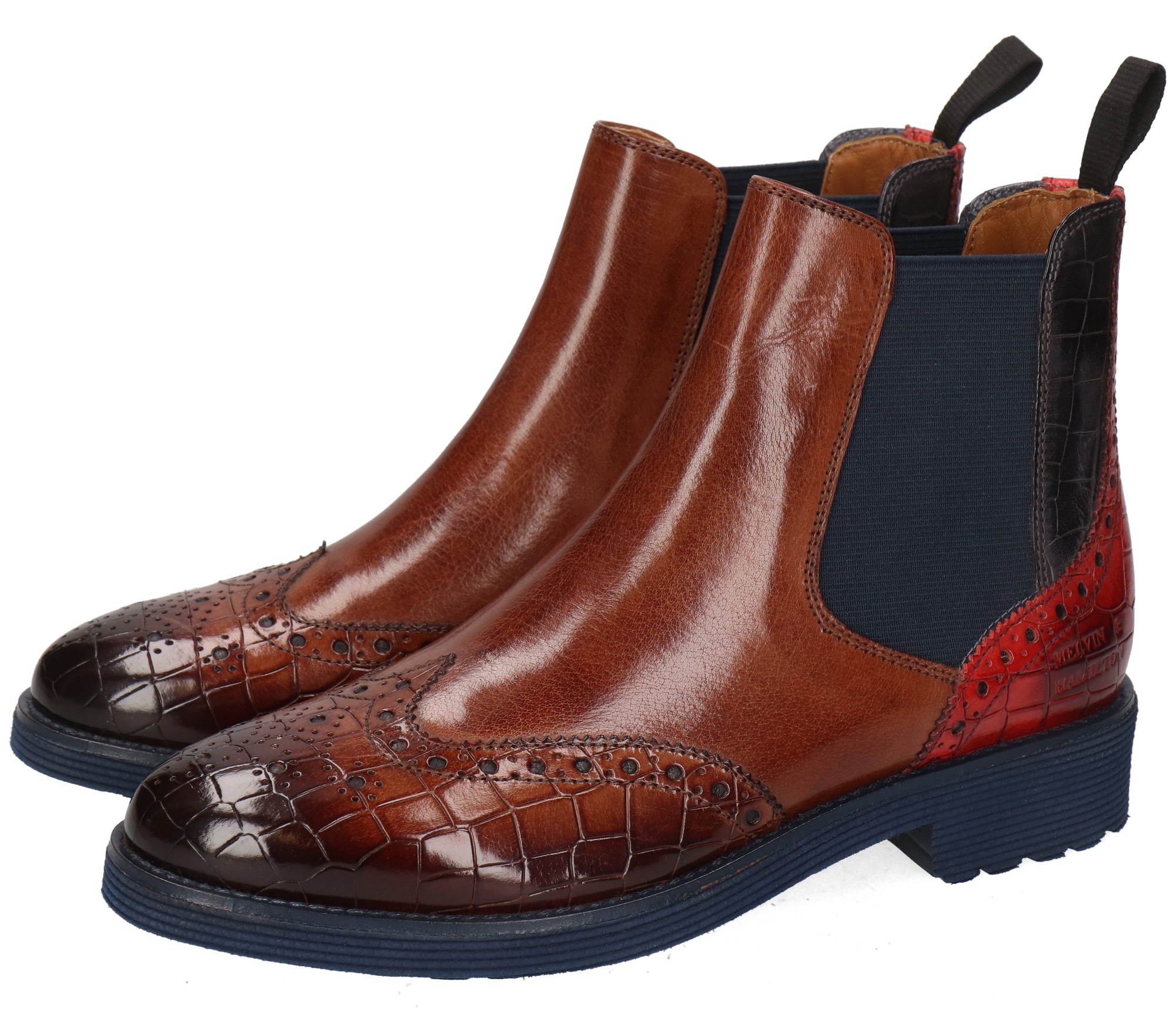 Melvin & Hamilton Chelseaboots »Selina 6 - vegetabil gegerbt«, Brogue, Anzugschuh, Stiefelette mit...