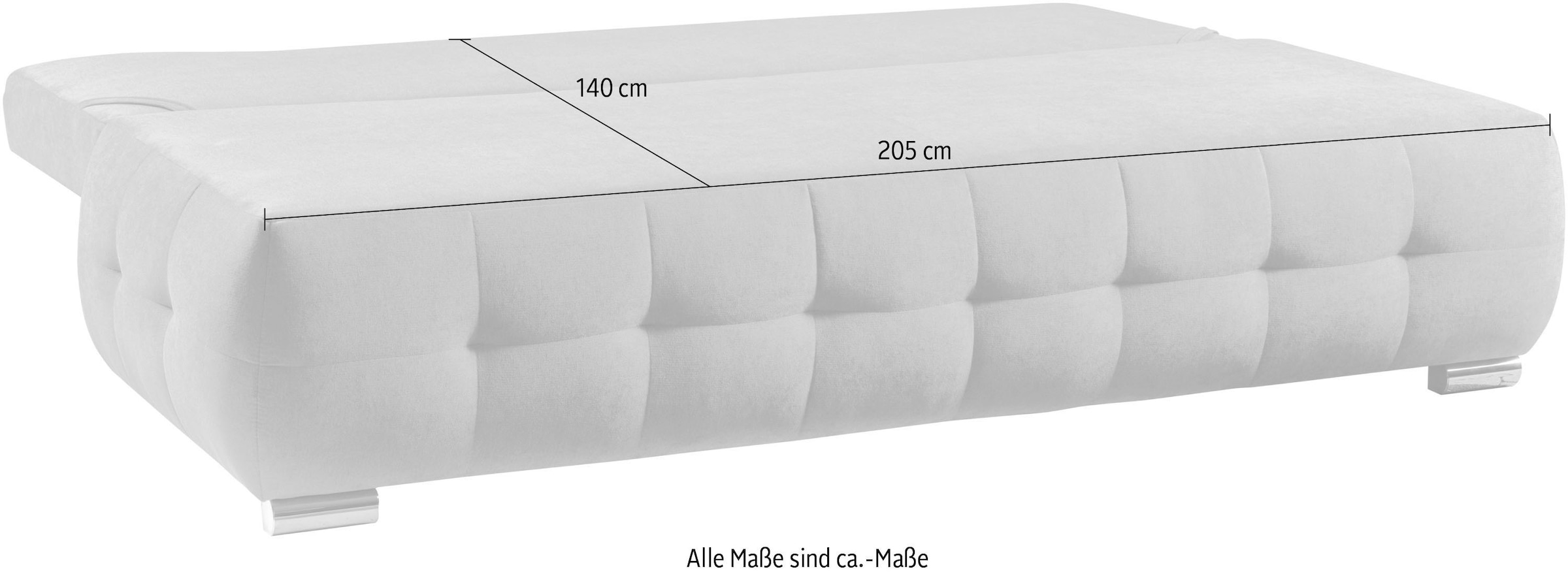 WERK2 Schlafsofa »Indigo 205 cm breit Bettsofa mit Bettkasten« Luxus-Microfaser weich, Schlaffunktion, Bettkasten