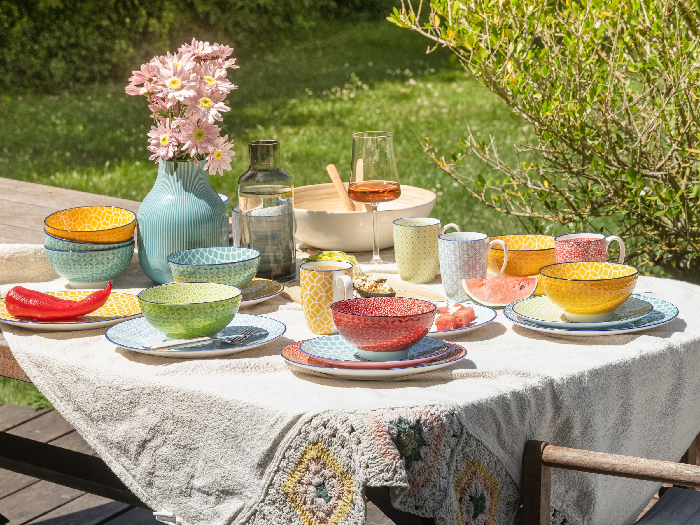 CreaTable Teller-Set »Mediterran«, (Set, 12 tlg.), traditionelle, keramische Motive