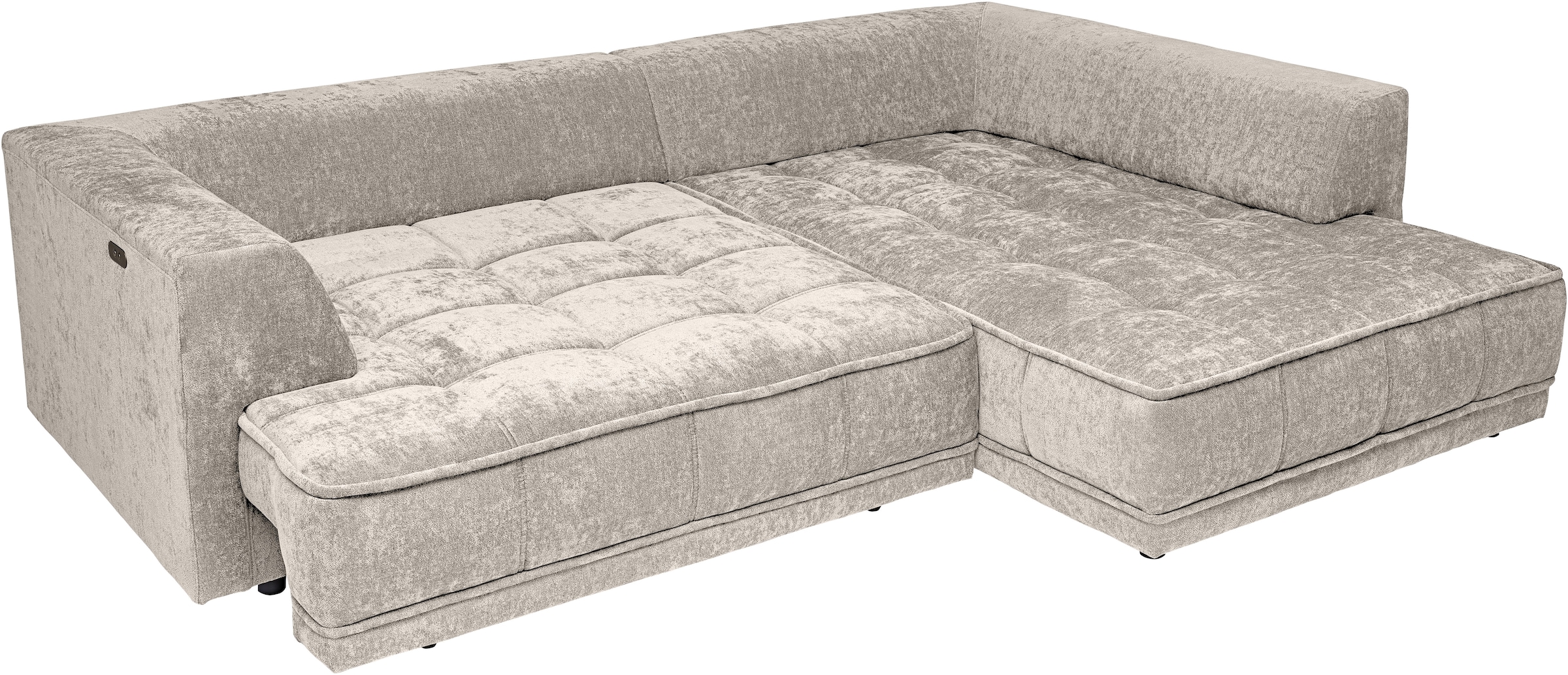 WERK2 Ecksofa »Tiga 207 x 286 cm modern & bequem, elektrisch verstellbare Sitztiefe« Struktur weich, L-Form, elektrische Sitztiefenverstellung