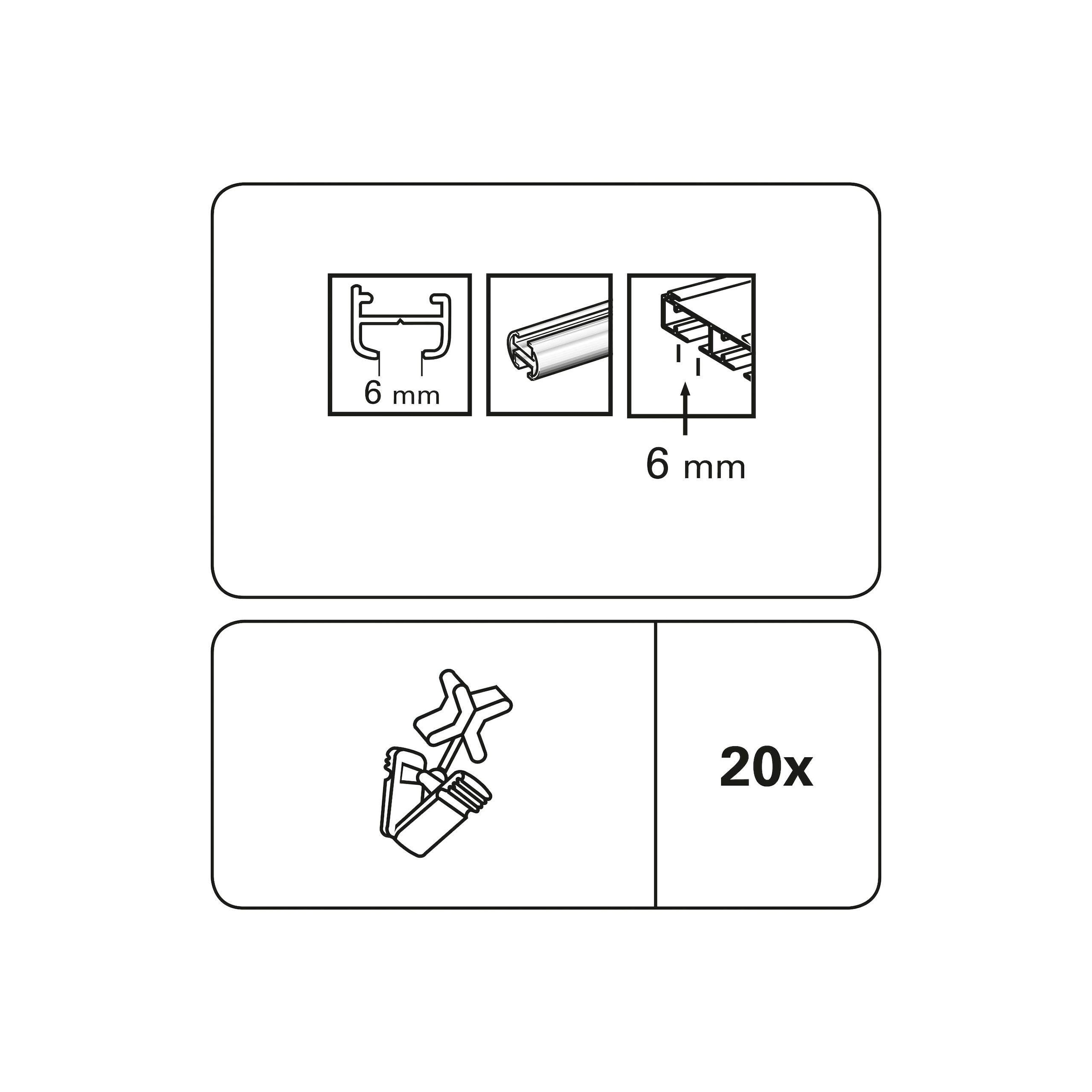 GARDINIA Klick-Gleiter »X-Gleiter mit Klammer«, (20 St.), Serie Flächenvorhang-Technik Atlanta 3-läufig