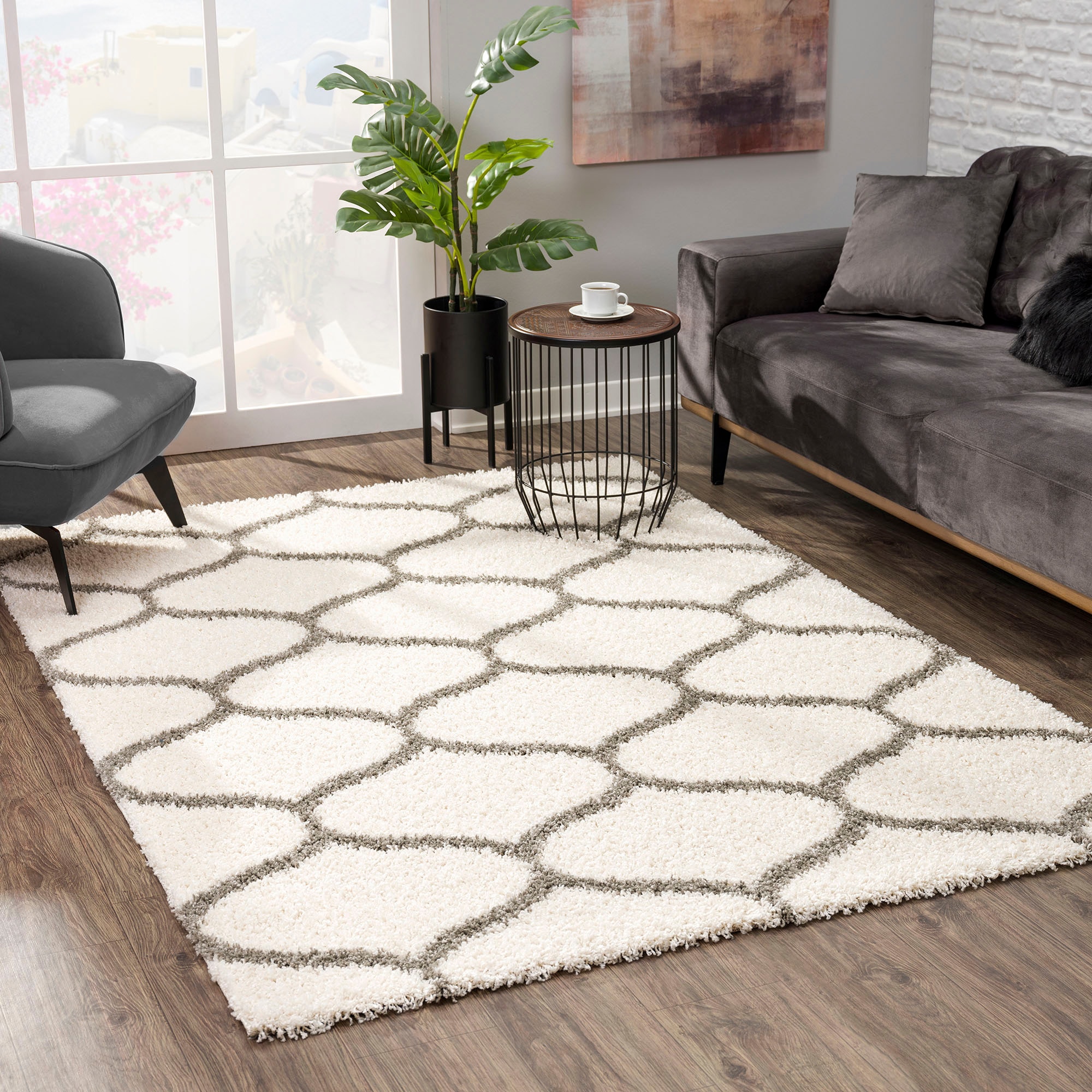 Sanat Hochflor-Teppich »Madrid«, rechteckig, 30 mm Höhe, Wohnzimmer, Langflor, Shaggy Teppich