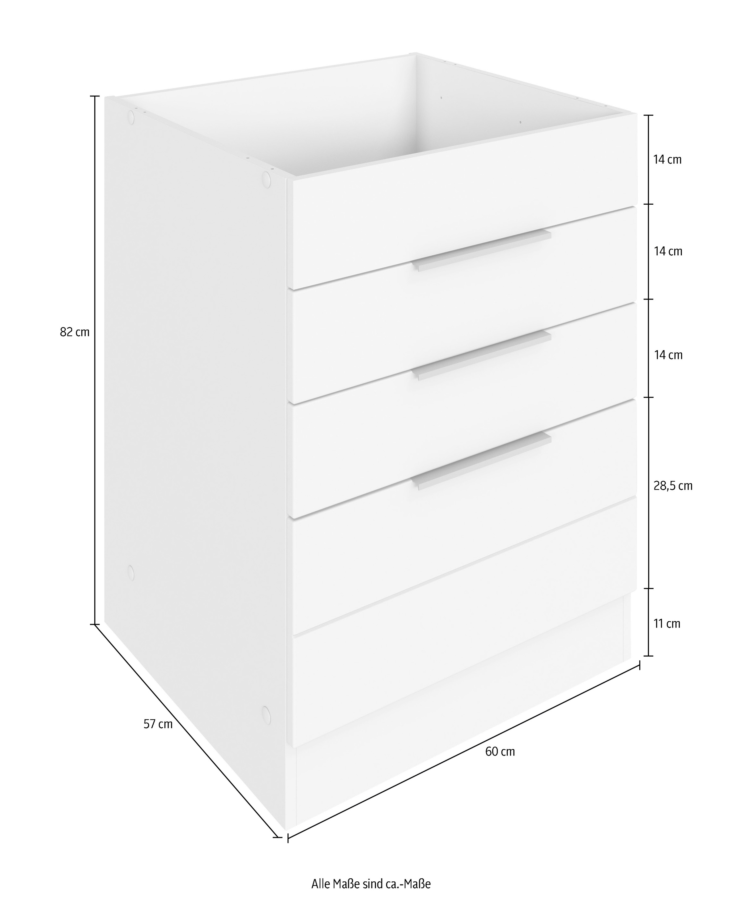 KOCHSTATION Kochfeldumbauschrank »KS-Luhe«, 60 cm breit, hochwertige MDF-Fronten mit waagerechter Lisene
