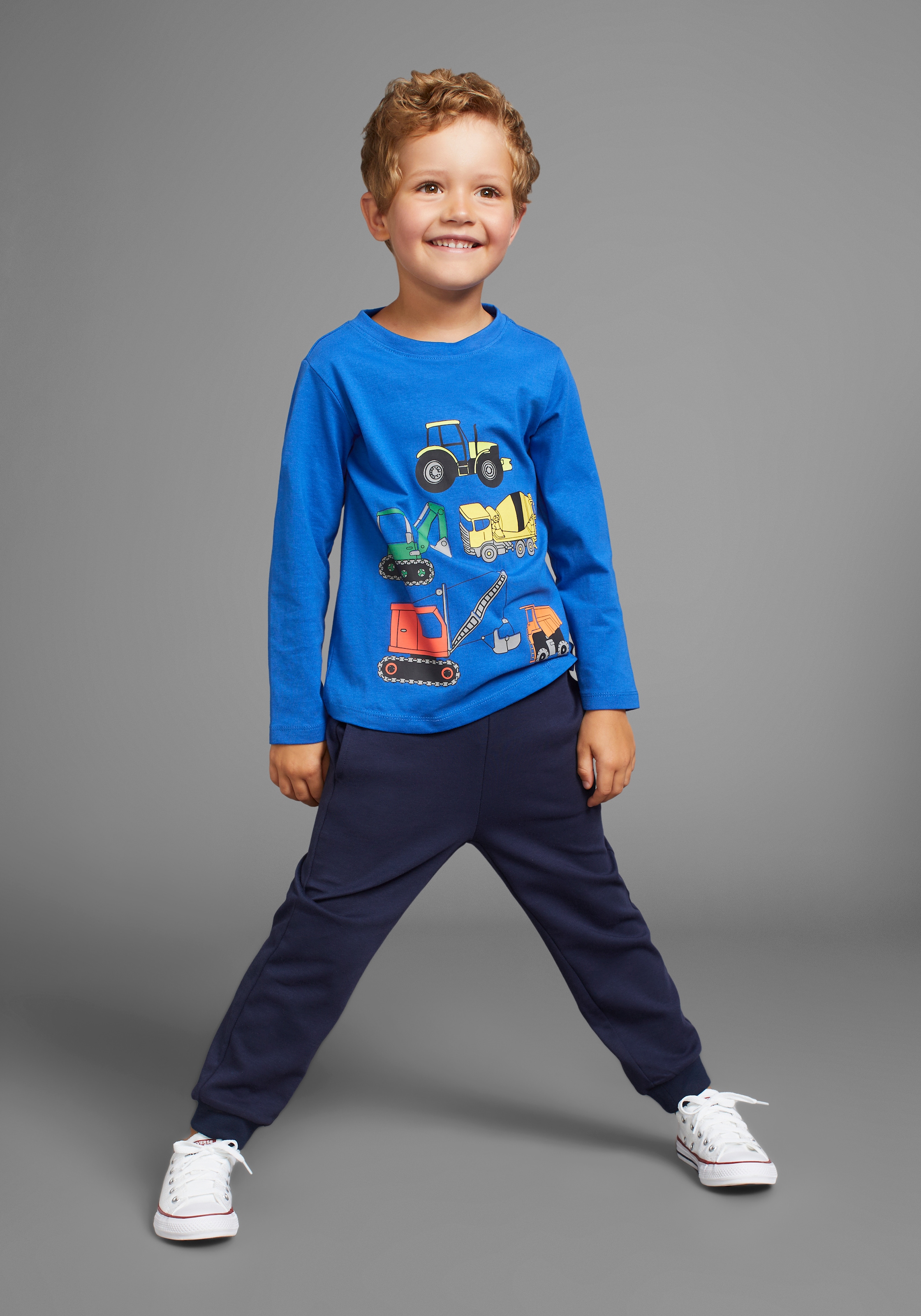 KIDSWORLD Langarmshirt »Bagger«, Baufahrzeuge für kleine Jungs