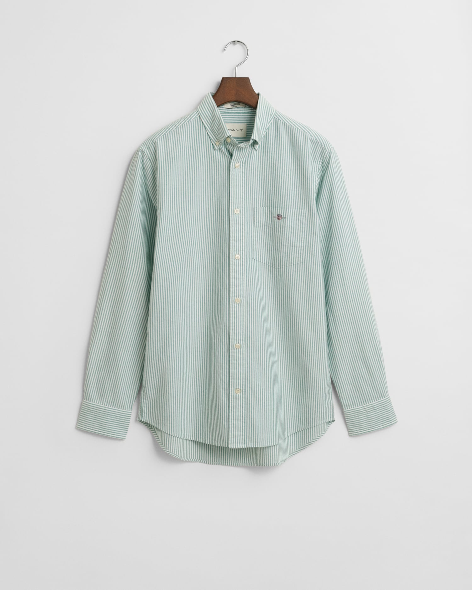 Gant Langarmhemd »Regular Fit Oxford Hemd strukturiert langlebig dicker gestreift«, mit dezenter Logostickerei