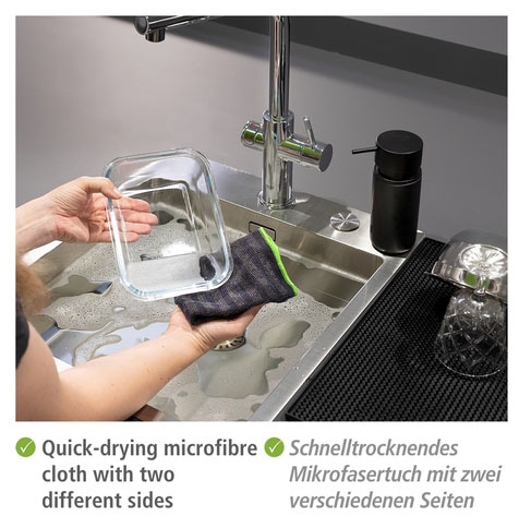 WENKO Küchensieb »Sivo«, & Mikrofasertuch Migro, 3-tlg., ausziehbares Spülsieb
