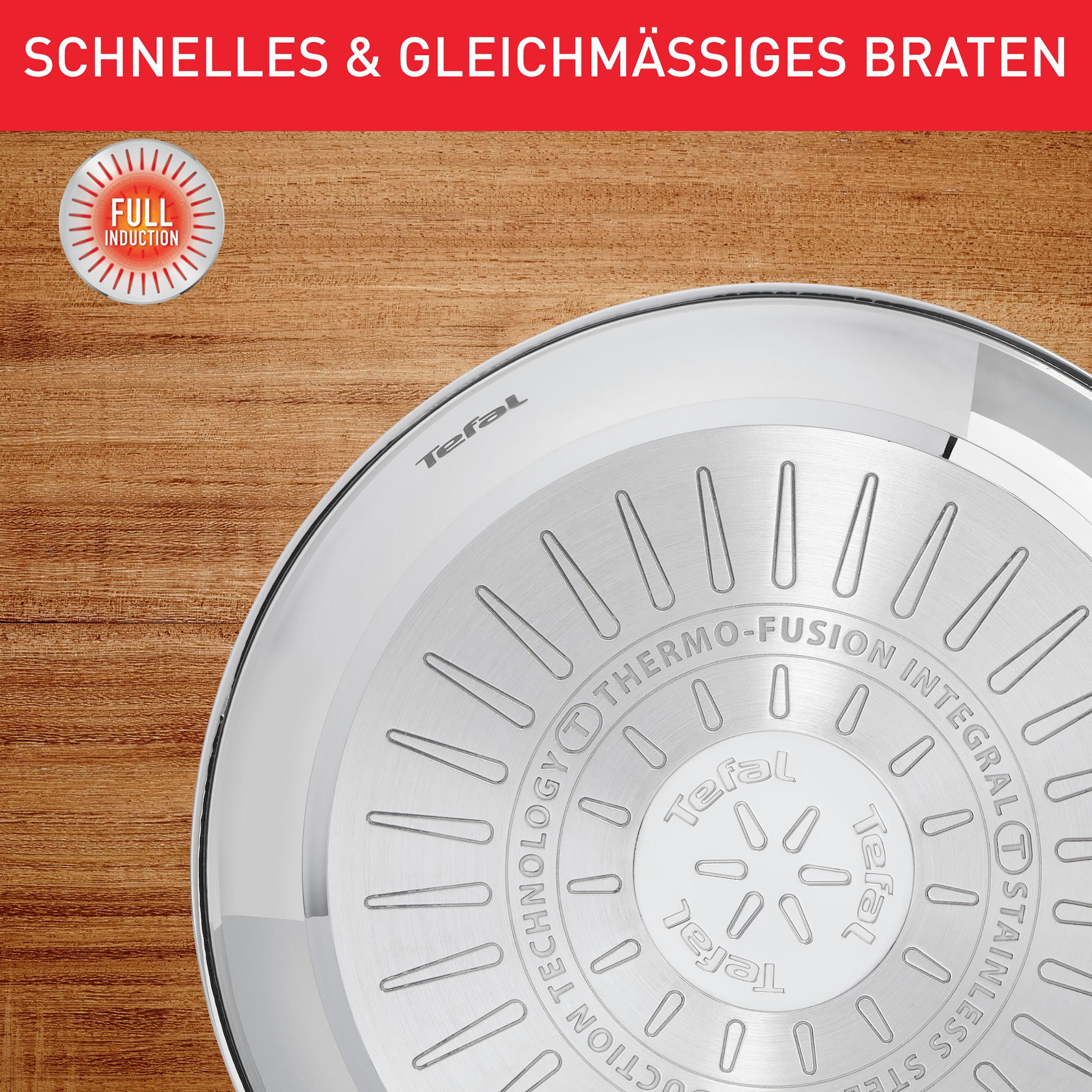 Tefal Pfannen-Set »Duetto On« Edelstahl Set, 2 Stk. tlg. 24/28 cm, unversiegelt, Induktion, genieteter Griff, backofengeeignet