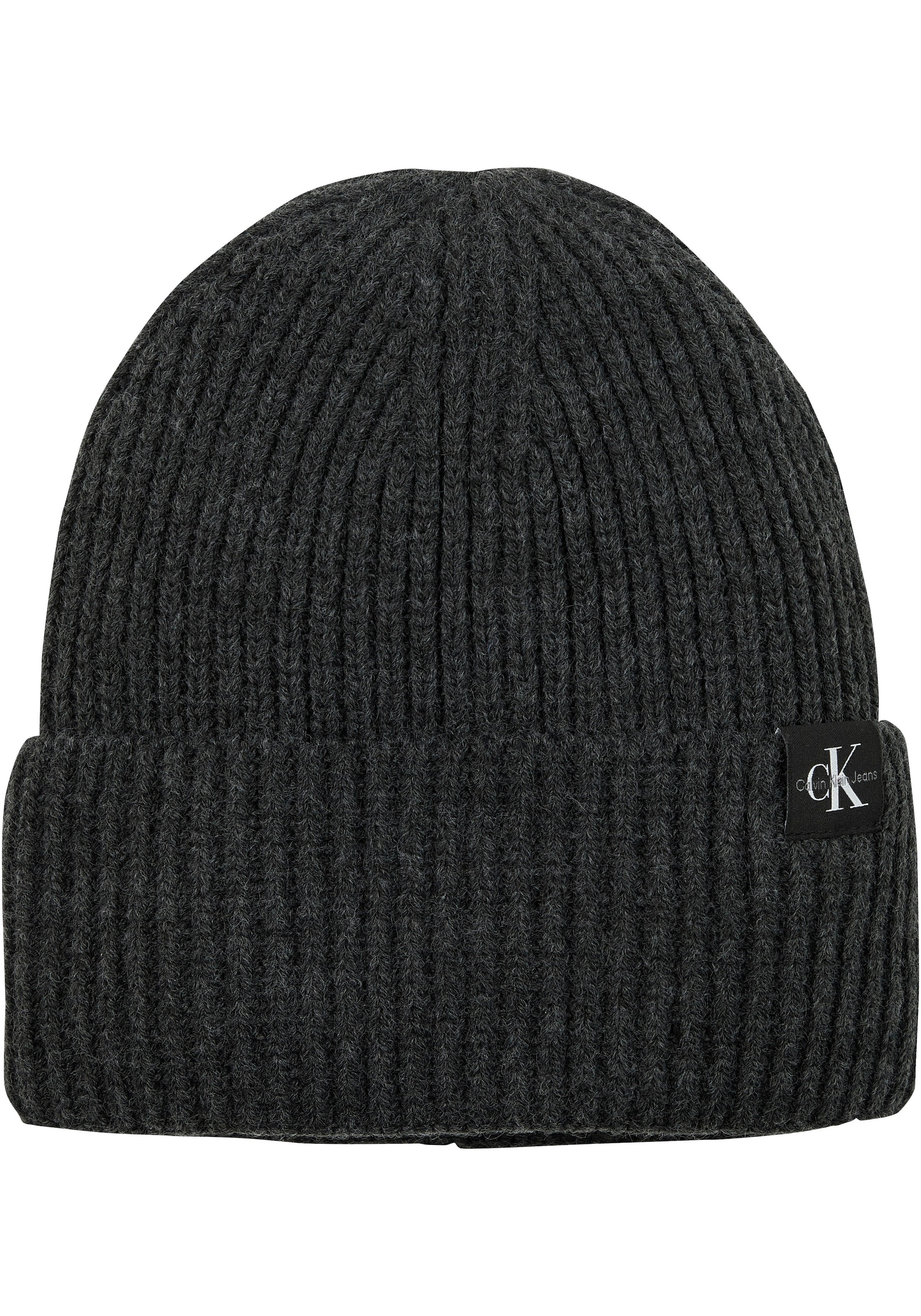 Calvin Klein Jeans Strickmütze »Monogram Rib Scarf Beanie Set«, mit Logopatch