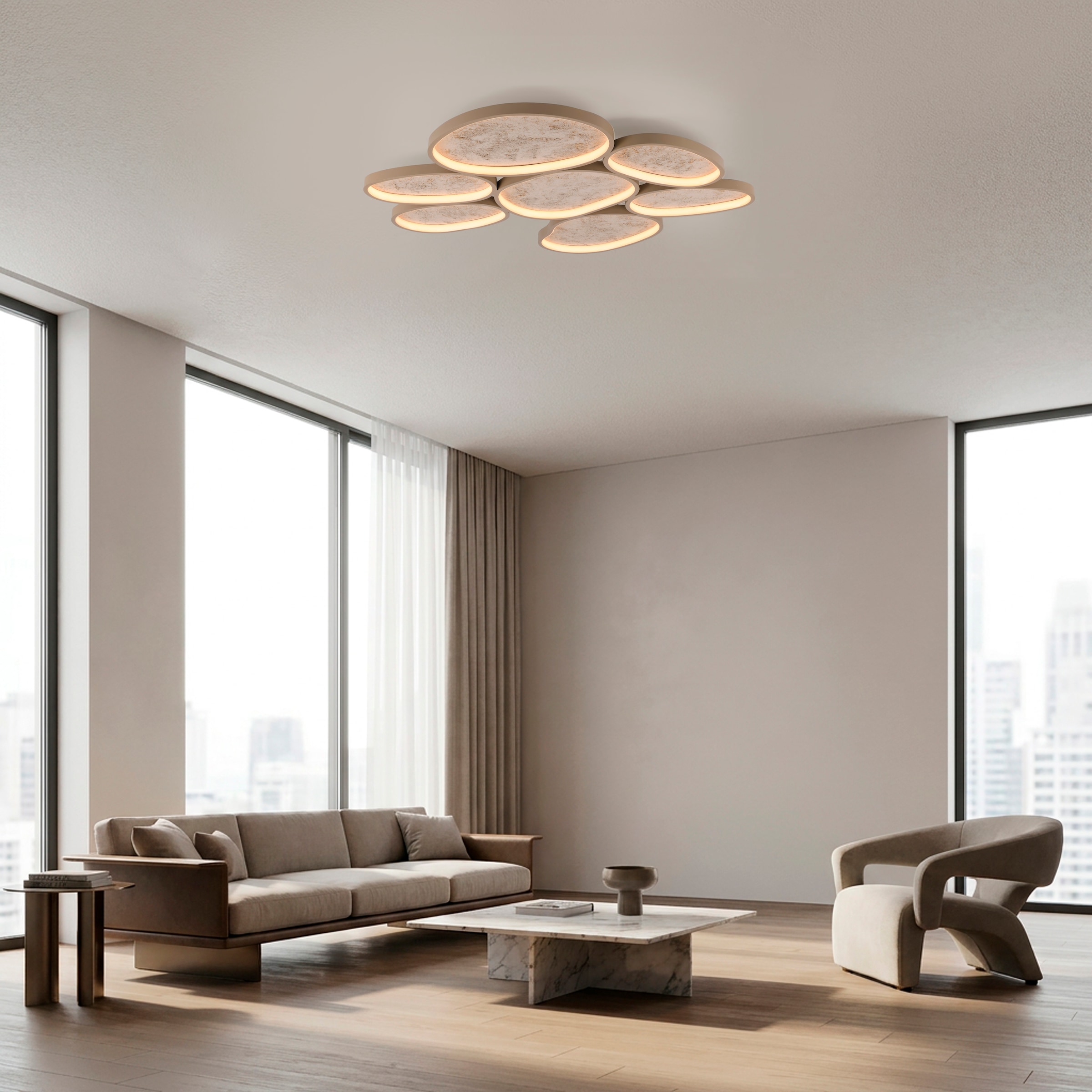 JUST LIGHT LED Deckenleuchte »MOONBRAKER« LED-Board 1 Stk. Warmweiß Dimmbar, Memoryfunktion, 3000K Leuchtmittel