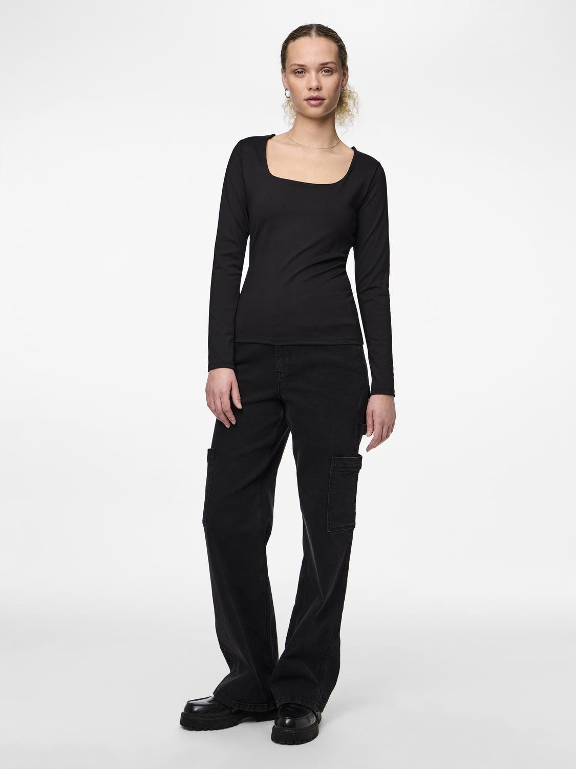 pieces Langarmshirt »PCNEJA LS REVERSIBLE TOP NOOS EXP BC«, 2 in 1 umkehrbar 2 Ausschnittvarianten