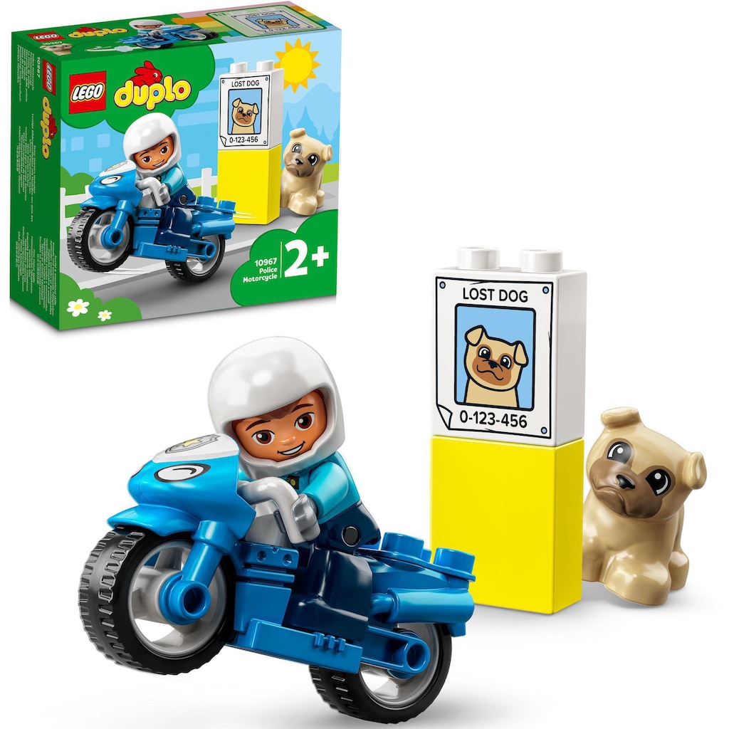 LEGO® Konstruktionsspielsteine »Polizeimotorrad (10967), LEGO® DUPLO«, (5 St.), Made in Europe