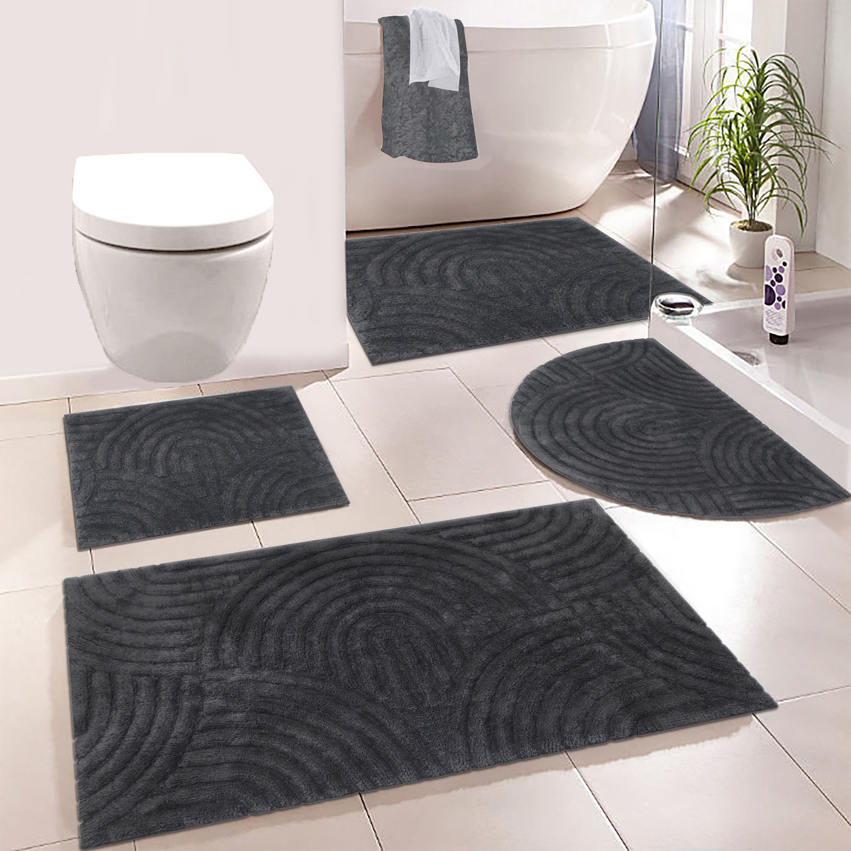 My Home Badematte »Juna, Badvorleger, Badezimmer Teppich, Zen, Scandi, Boho« Höhe 15 mm rutschhemmend beschichtet fußbodenheizungsgeeignet...