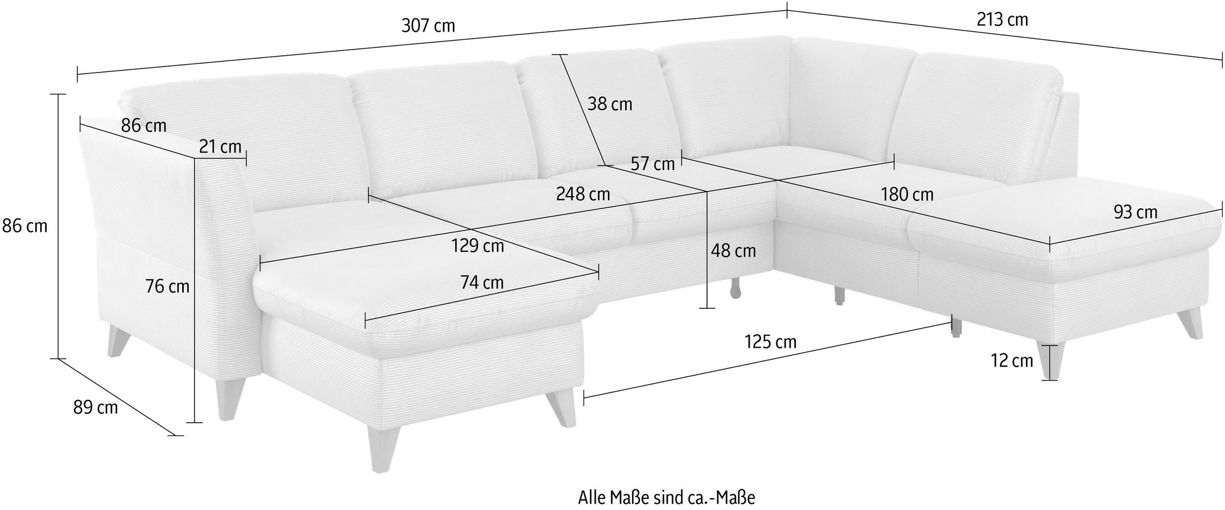 Home affaire Wohnlandschaft »Trelleborg U-Form«, wahlweise mit Bettfunktion und Bettkasten, inkl. Federkern-Polsterung