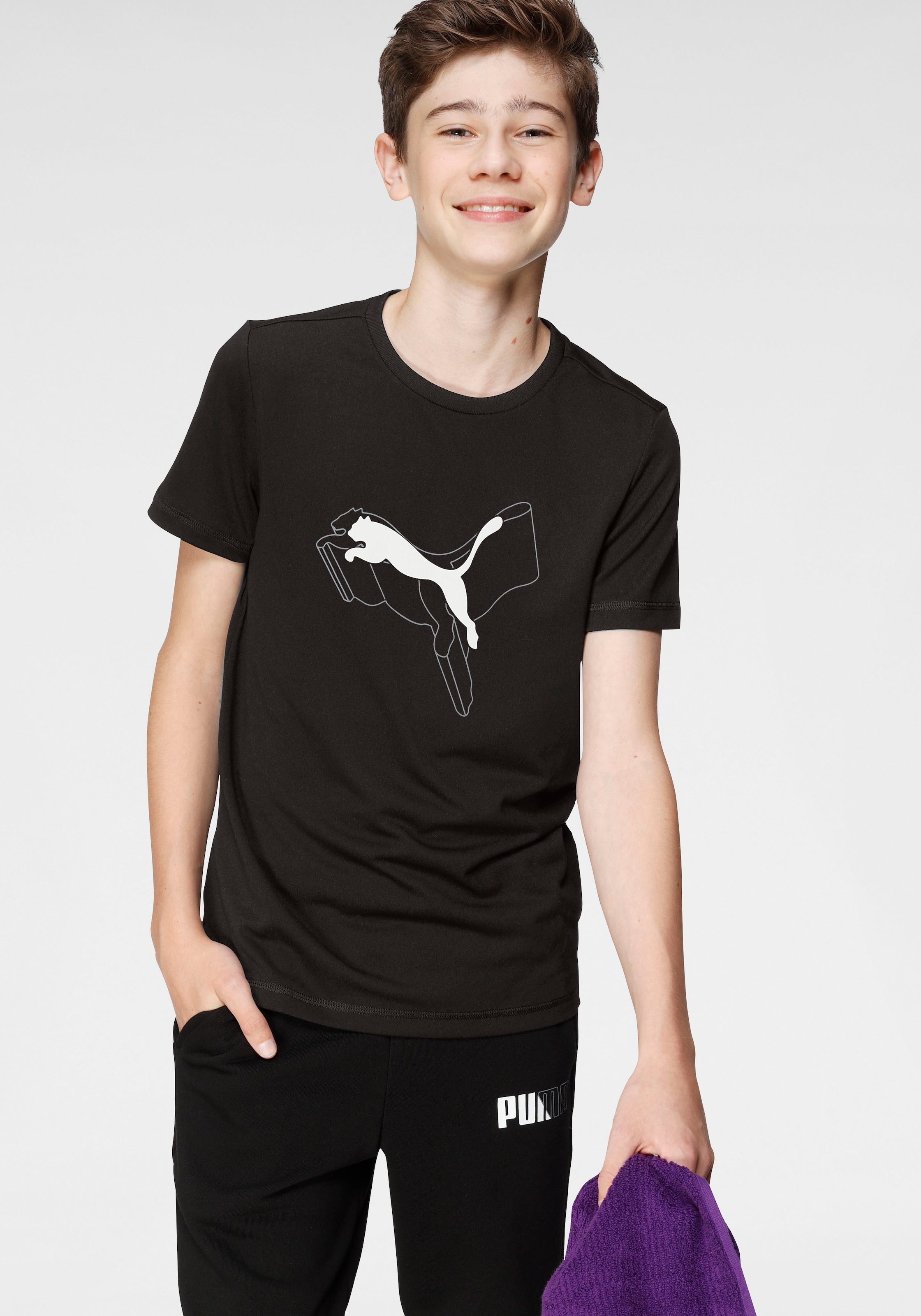 PUMA T-Shirt »ESS+ LOGO LAB GRAPHIC TEE B«, Für Kinder und Jugendliche