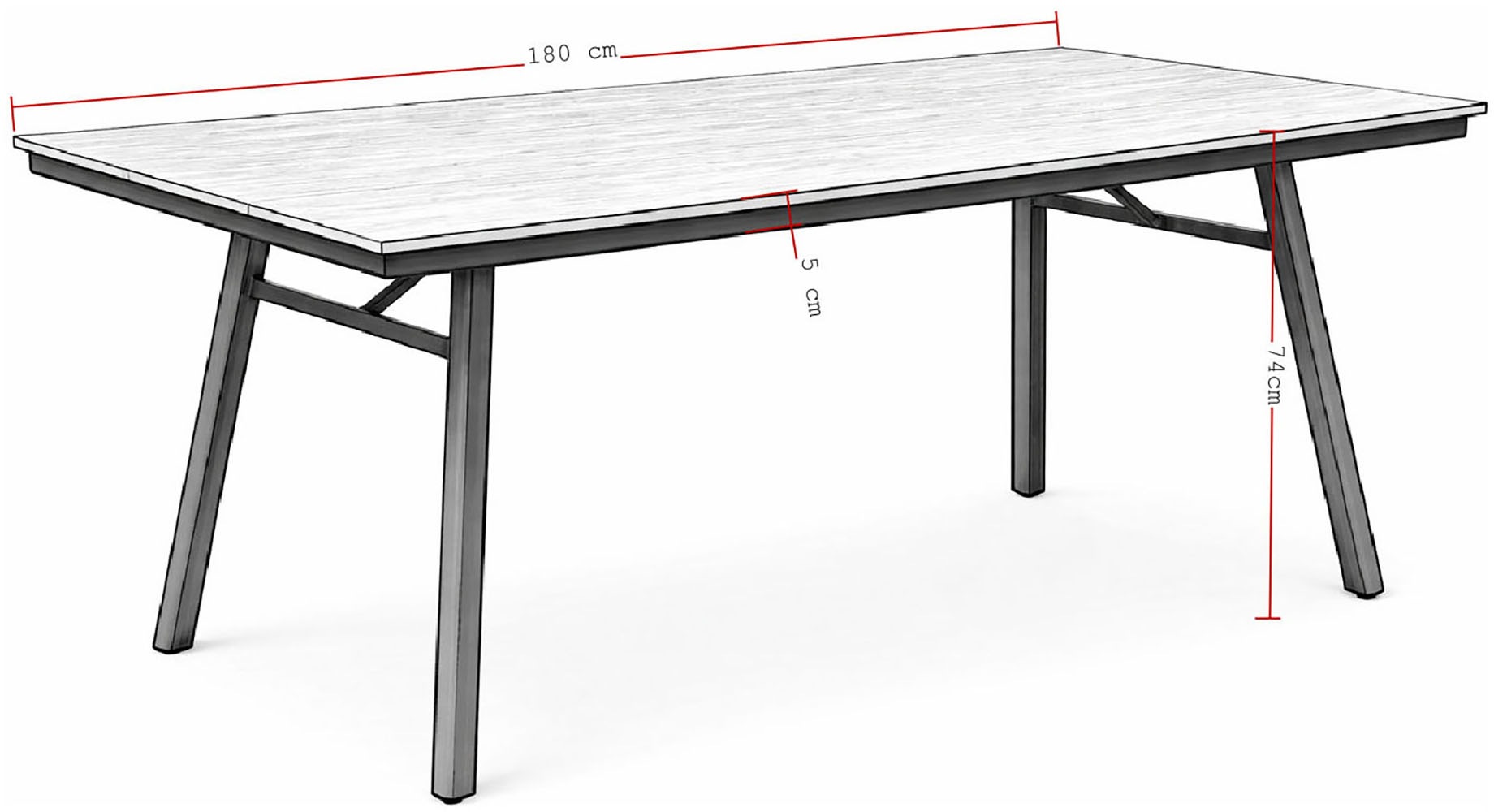 Destiny Esstisch »SAN MARINO Tisch, rechteckig 180x90x74cm, anthrazit«