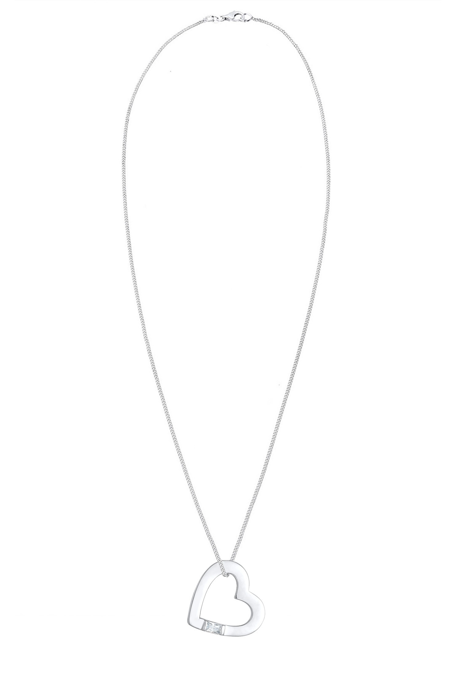 Elli Silberkette »Halskette Herz Zirkonia Anhänger Cut Out 925 Silber«