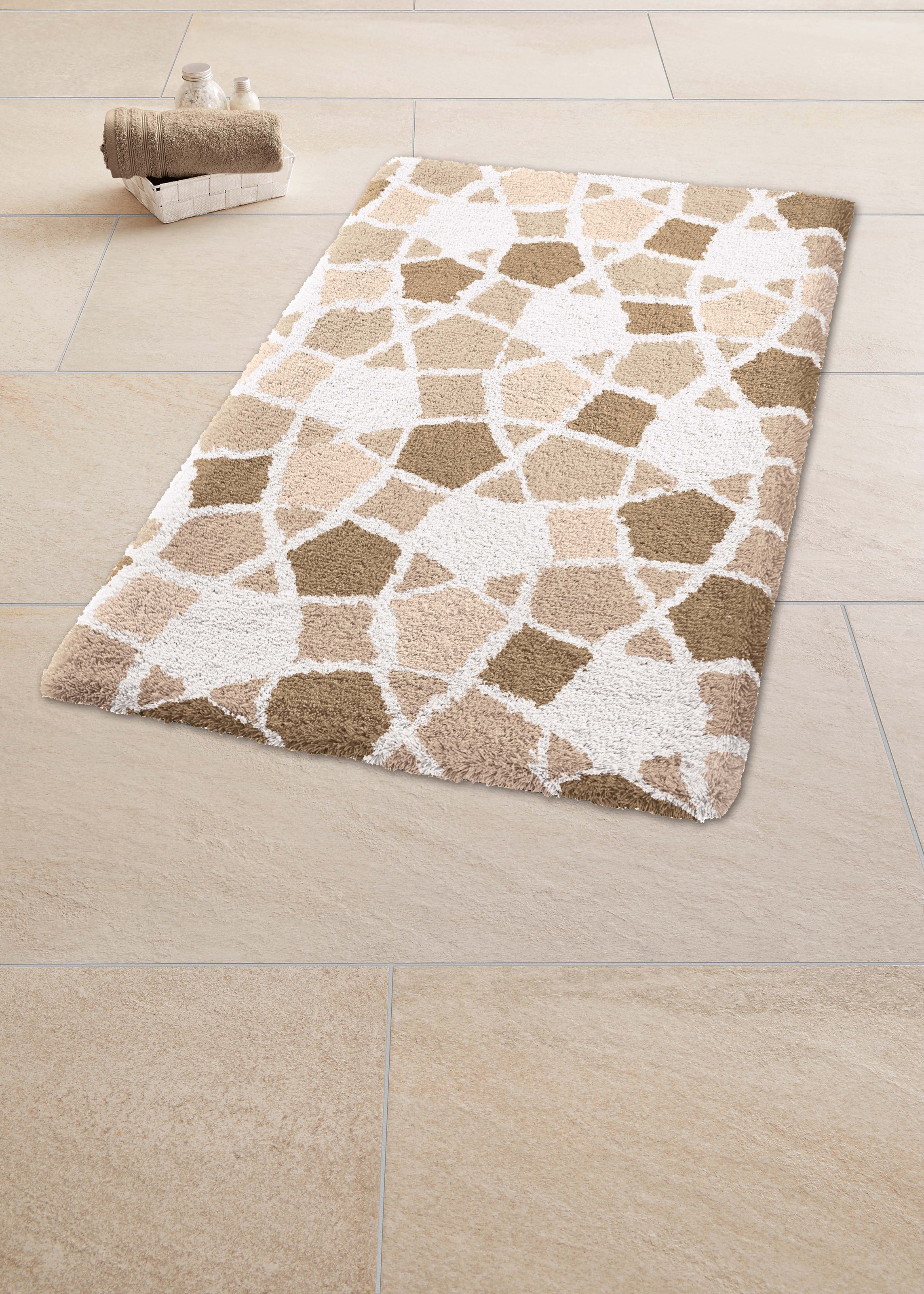 Kleine Wolke Badematte »Sintra«, rutschhemmend beschichtet, fußbodenheizungsgeeignet, Badteppich, modernes Mosaikdesign