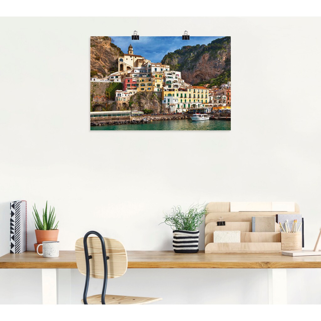 Artland Wandbild »Hafen von Amalfi an der Amalfiküste«, Italien, (1 St.)