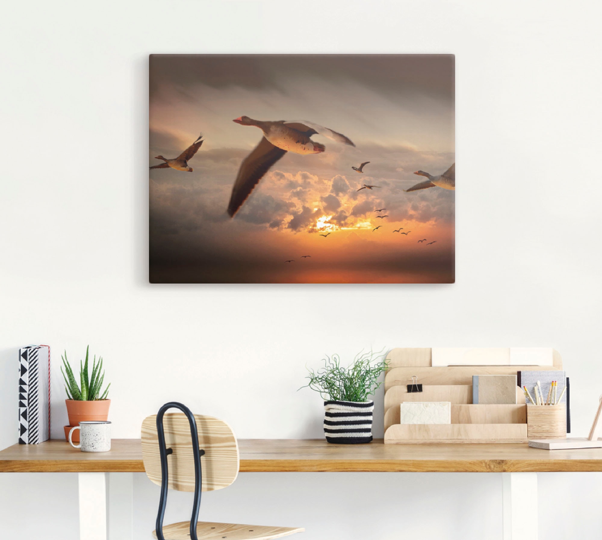 Artland Wandbild »Der Flug der Wildgänse...«, Vögel, (1 St.), als Leinwandbild, Wandaufkleber in verschied. Größen