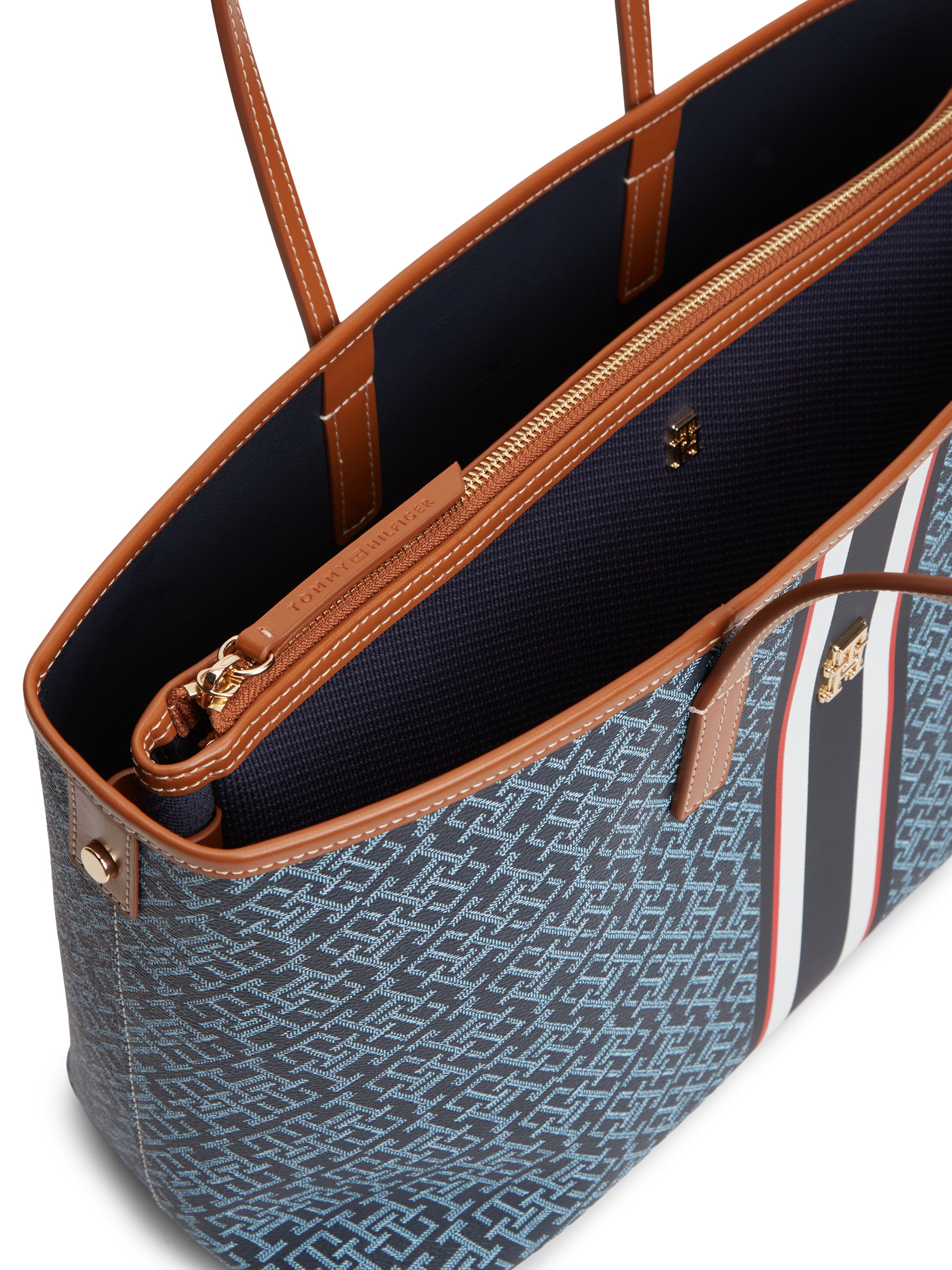 Tommy Hilfiger Tragetasche »TH MONOPLAY TOTE STRIPE LE« Damen Handtasche, Tragetasche mit Allover TH-Druck