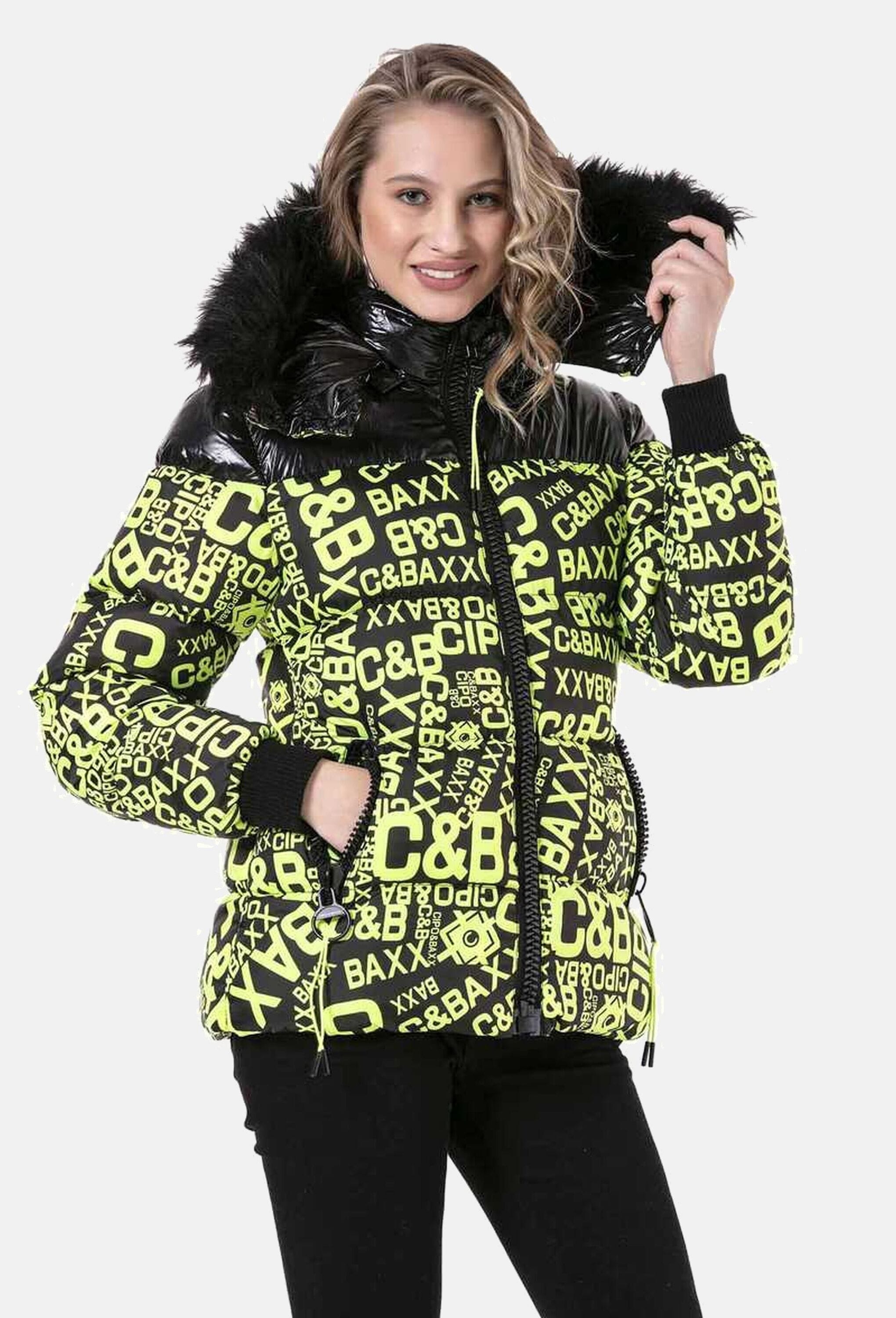 Cipo & Baxx Winterjacke »Cipo & Baxx Jacken« mit Kapuze mit modischem Allover-Print, WM129