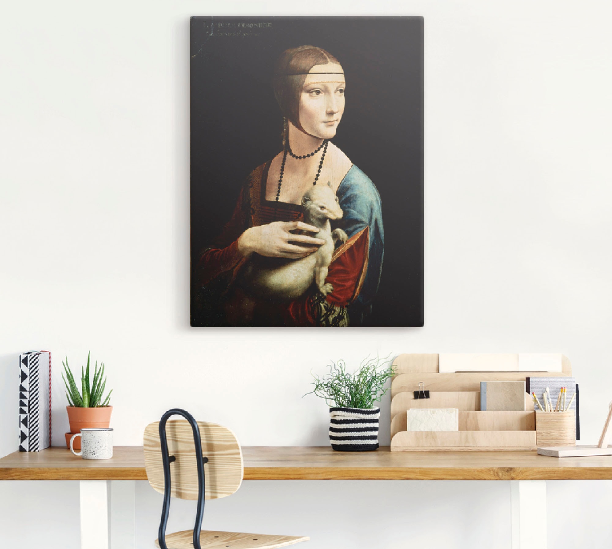 Artland Wandbild »Dame mit dem Hermelin Porträt«, Frau, (1 St.), als Leinwandbild, Poster, Wandaufkleber in verschied. Größen