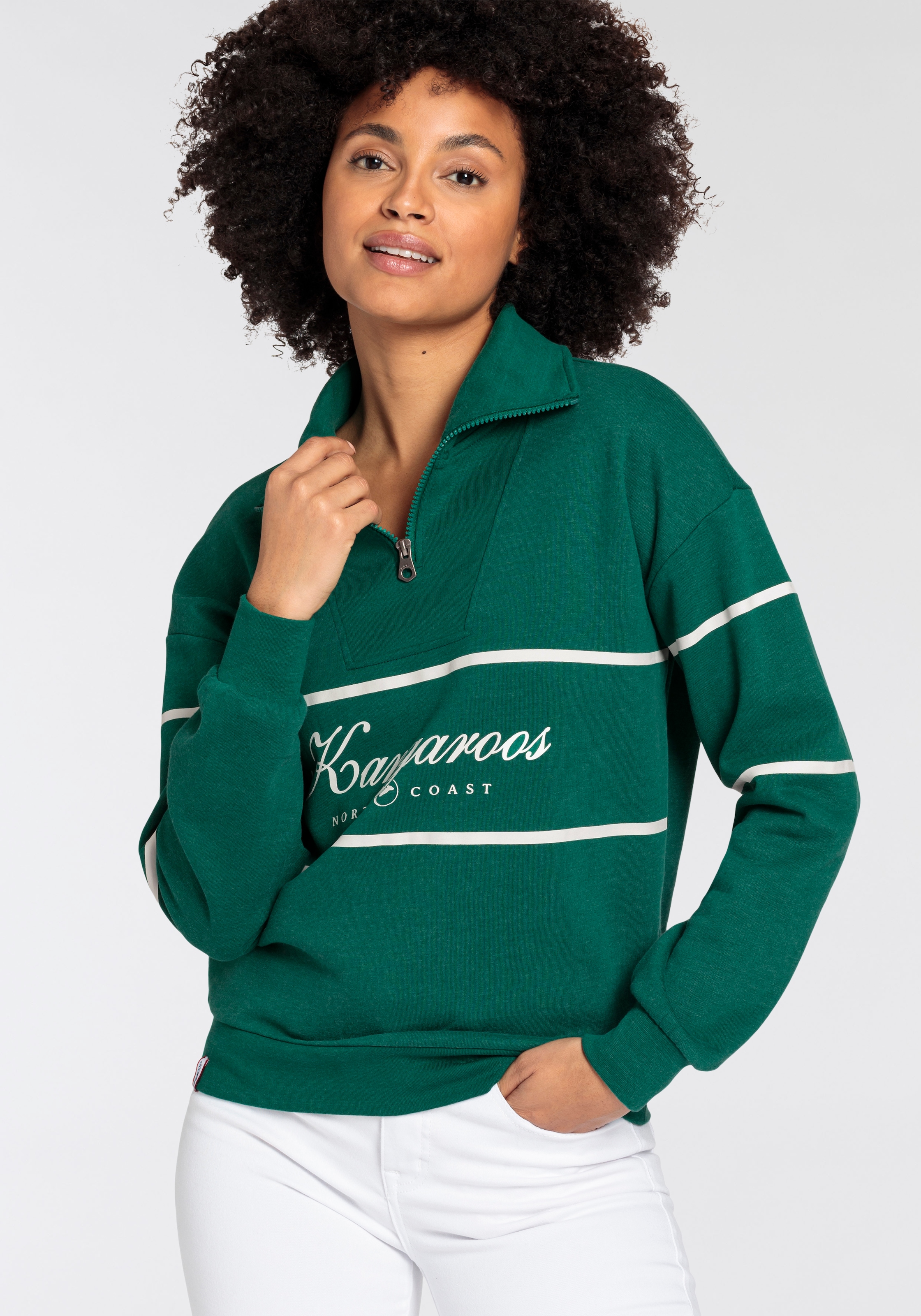 Sweatshirt, Print KangaROOS Troyer bei mit bestellen und Stehkragen Logo -NEUE-KOLLEKTION OTTO