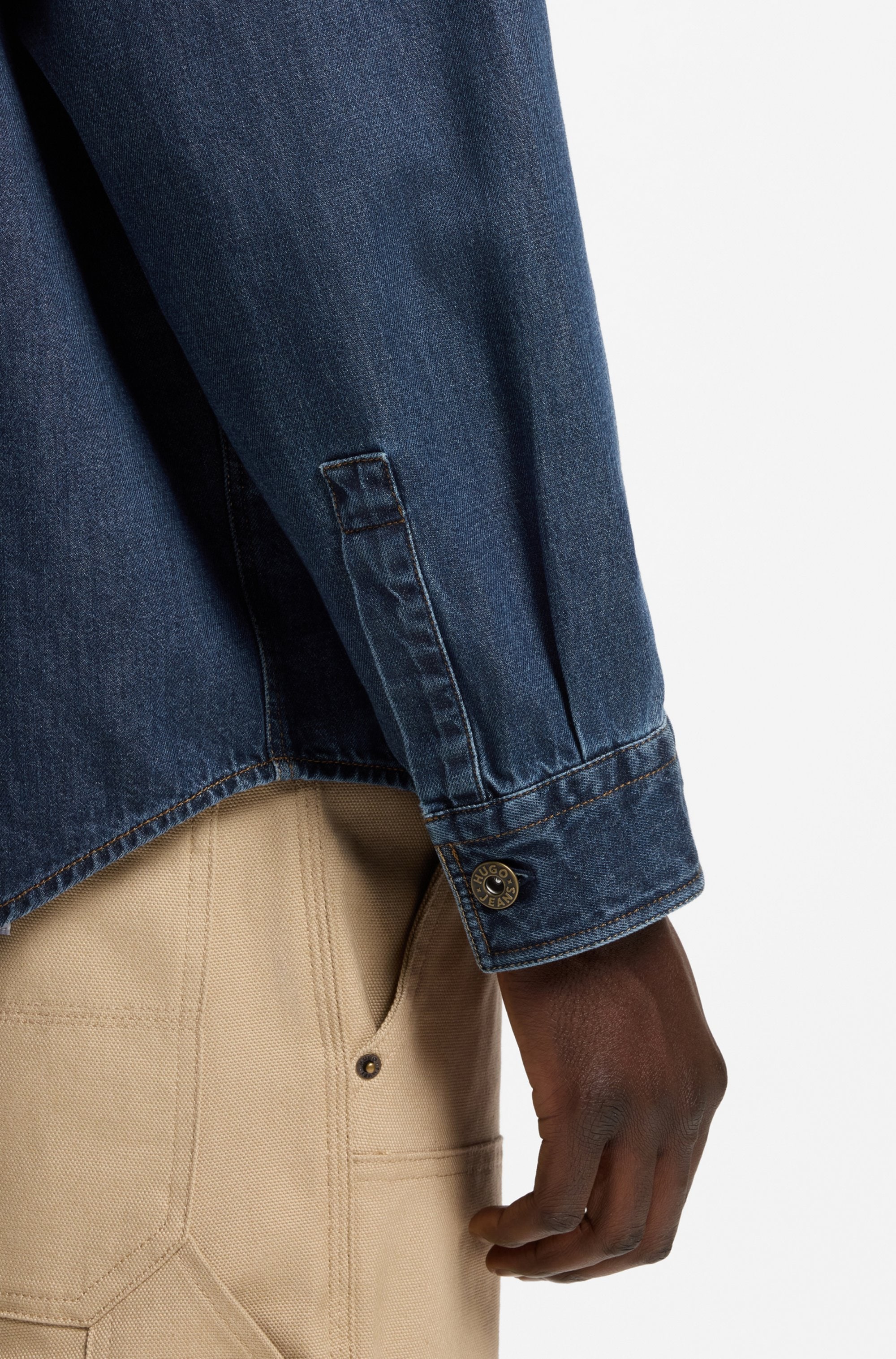HUGO Jeanshemd »Ebant« Oversize Fit, reine Baumwolle