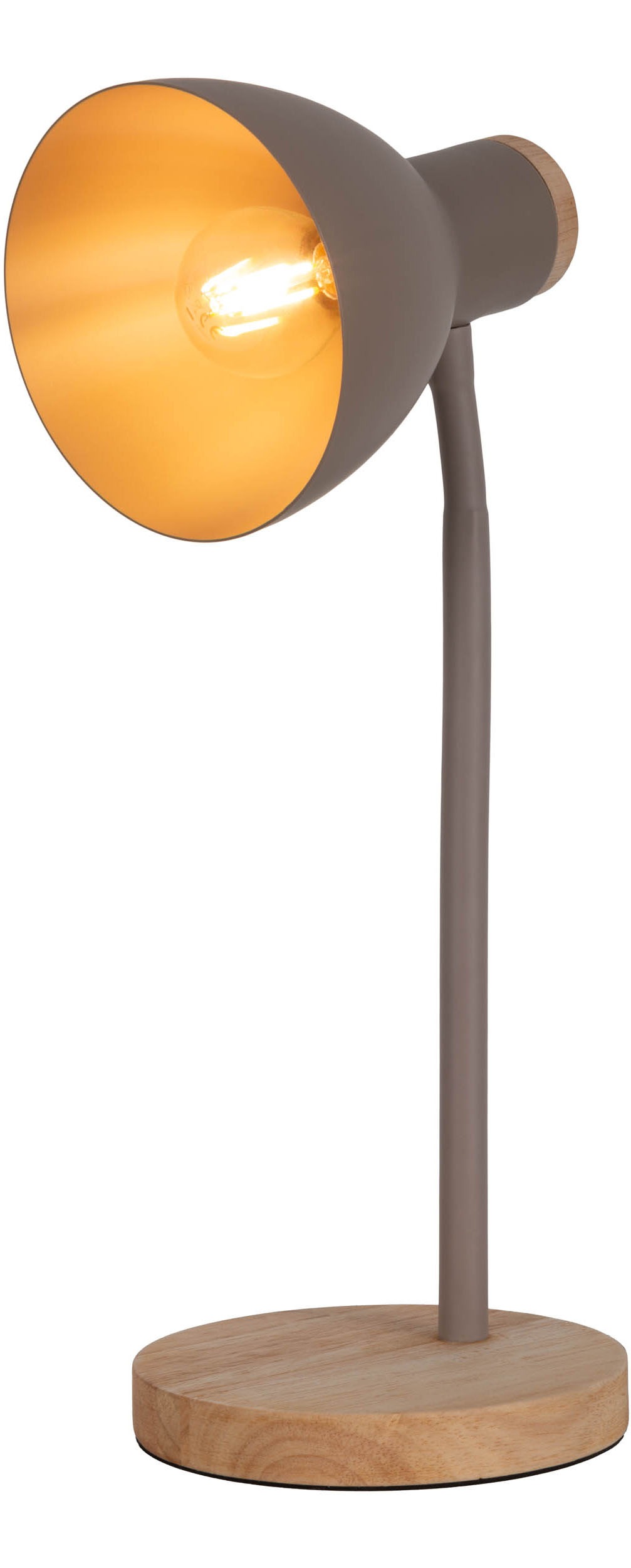 näve Schreibtischlampe »Marie«, 1 flammig, Leuchtmittel E14 | ohne Leuchtmittel, Fuß und Schirm z.T. aus Holz, Schirm flexibel beweglich, E14